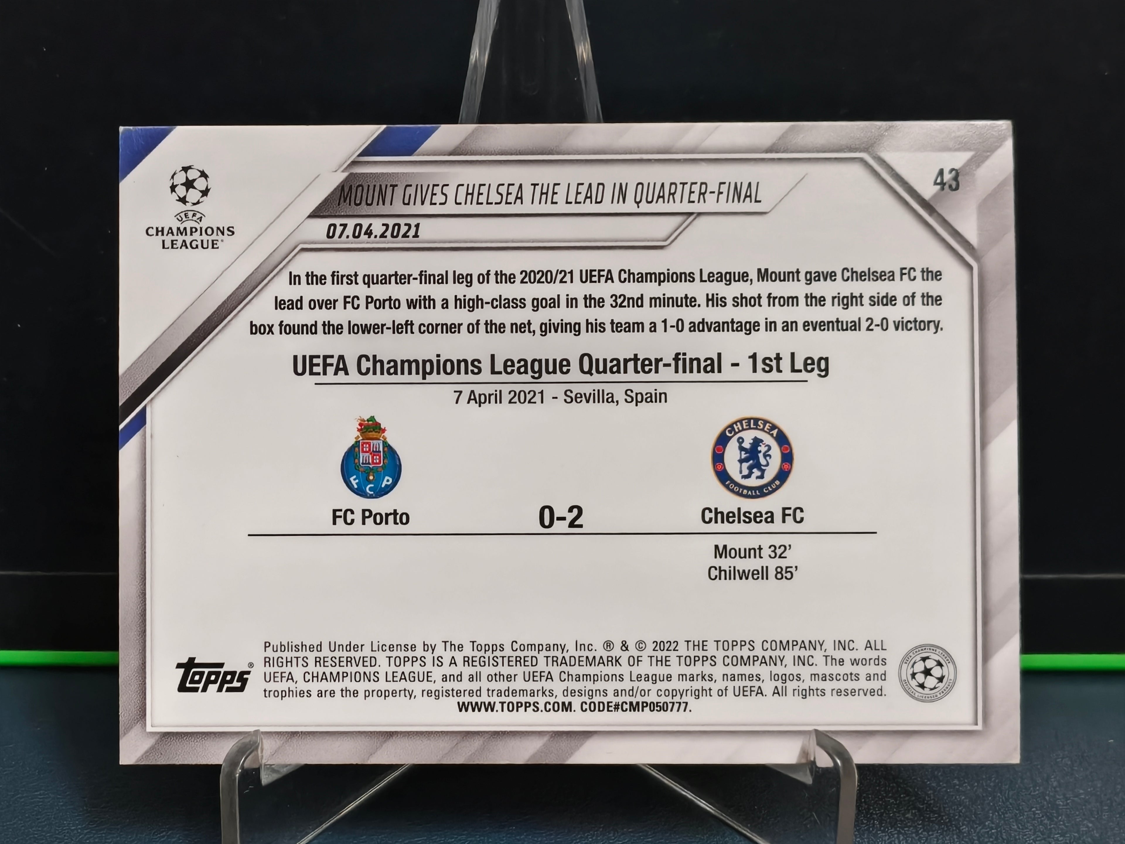 Mason Mount/Chelsea FC - Starball Foil 2020/21 Title Winners Card - Topps UCL 21-22