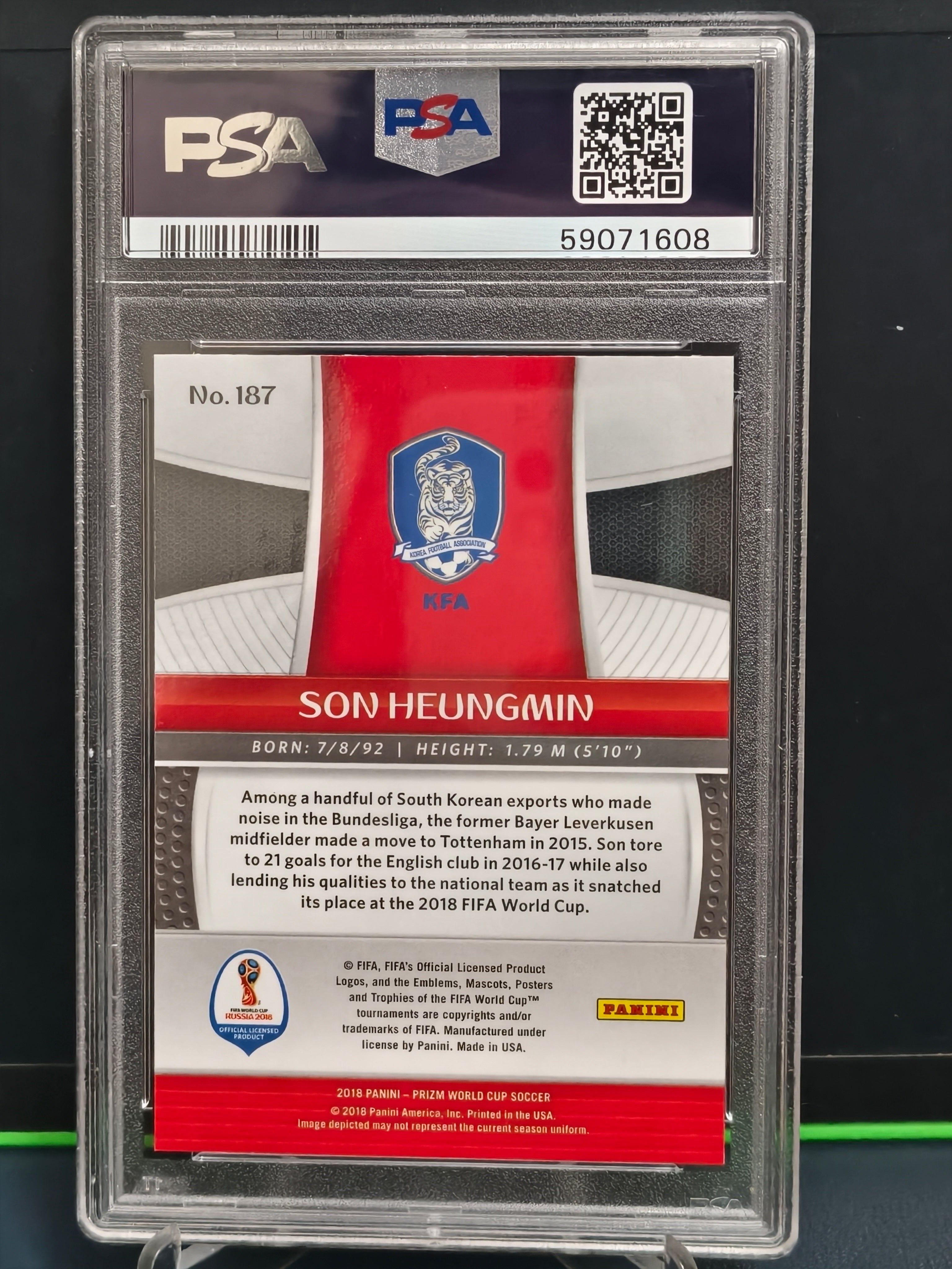 Son Heung Min - PSA 10 Graded Base Card - Panini Prizm World Cup 2018