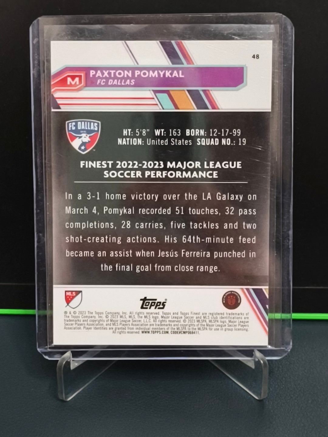 Paxton Pomykal - 81/150 Card - Topps Finest MLS 23