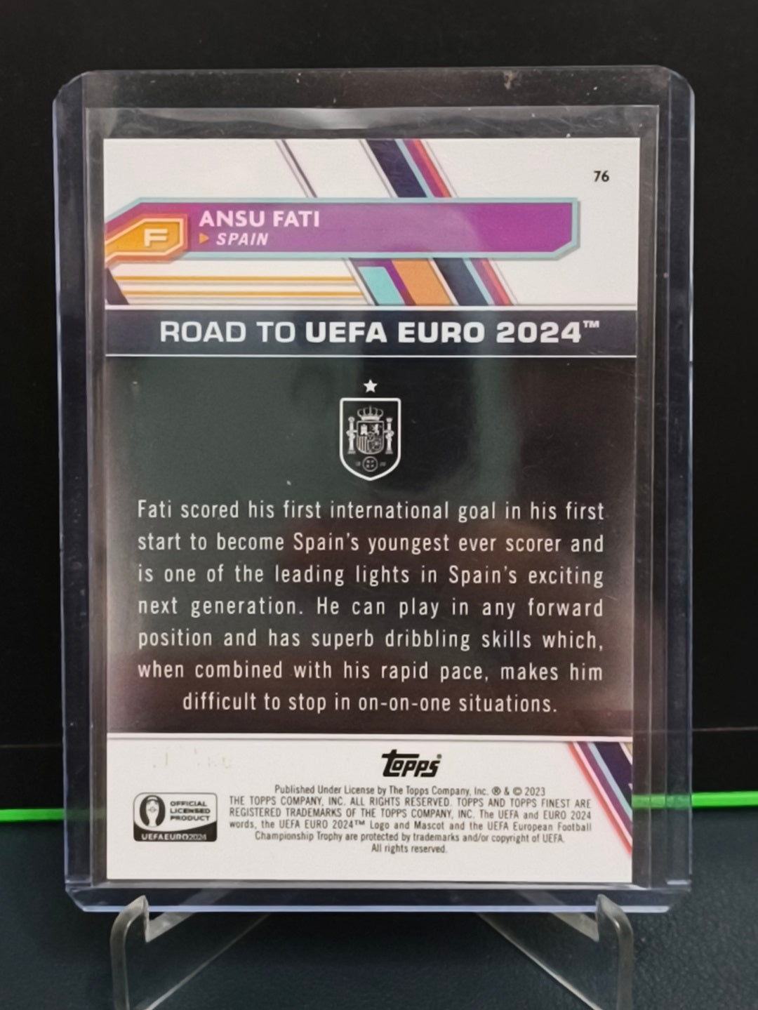Ansu Fati - 58/125 Card - Topps Finest Road to UEFA Euro 2024