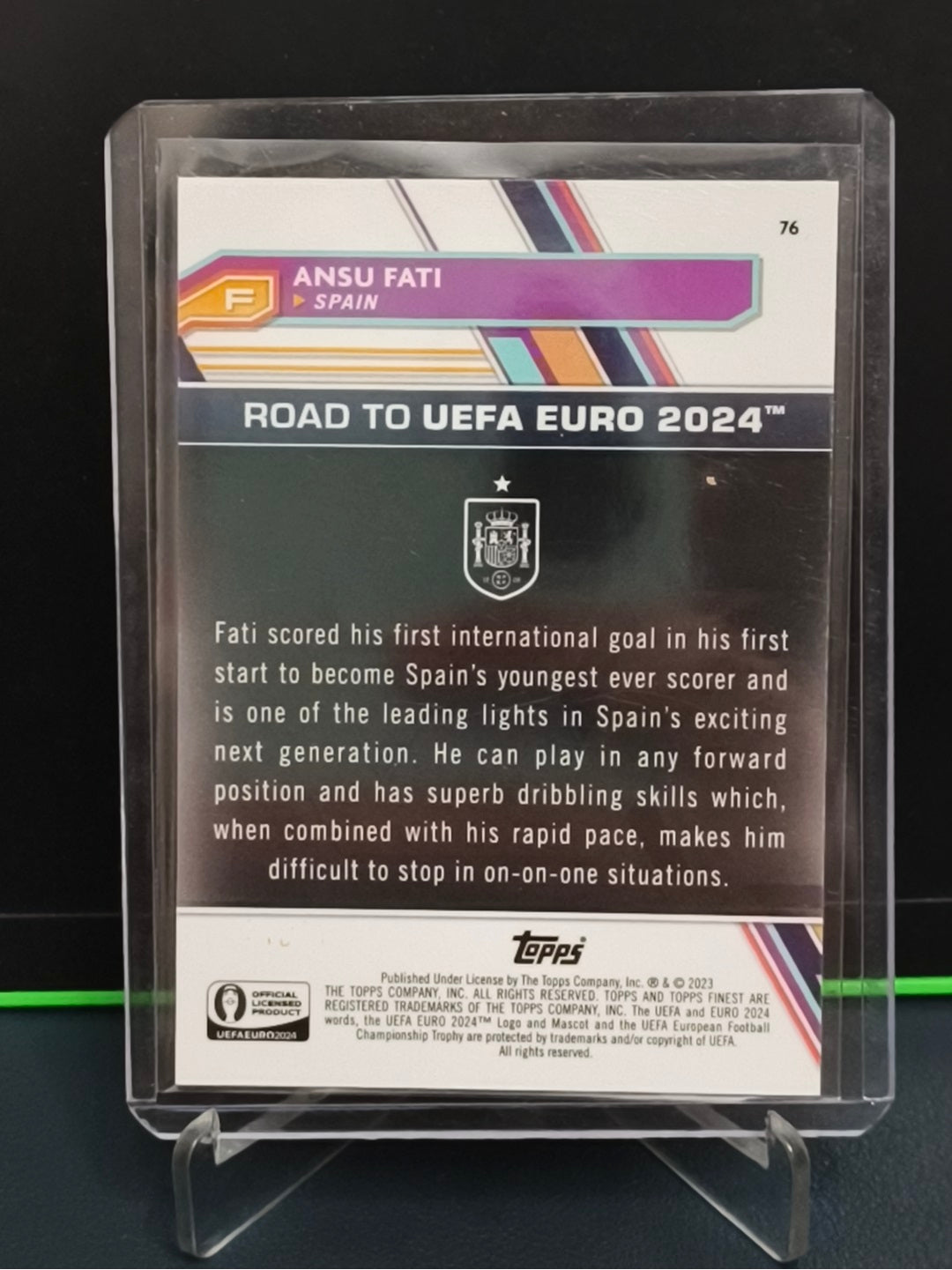 Ansu Fati - 111/125 Card - Topps Finest Road to UEFA Euro 2024