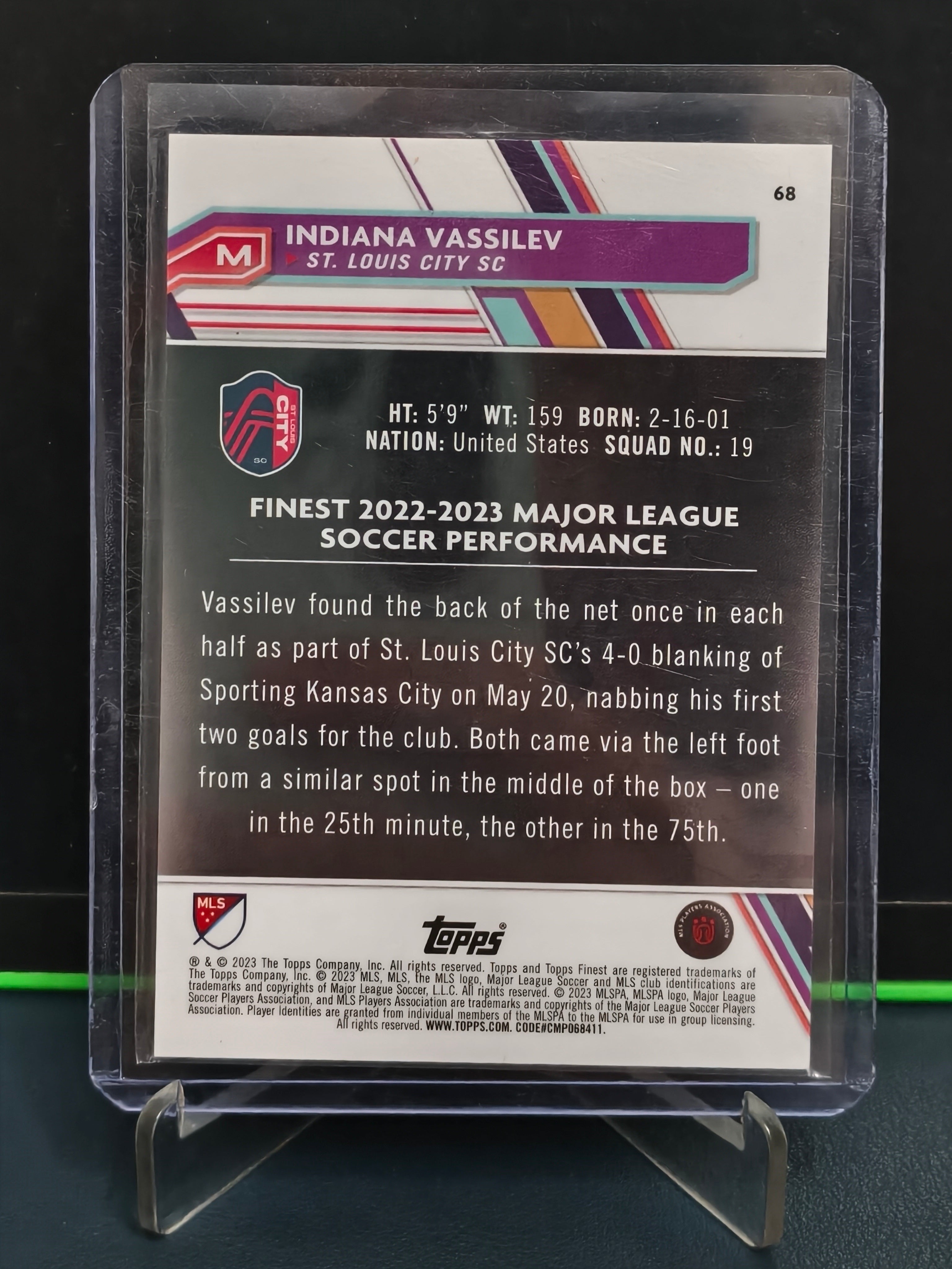 Indiana Vassilev - 57/150 Card - Topps Finest MLS 23