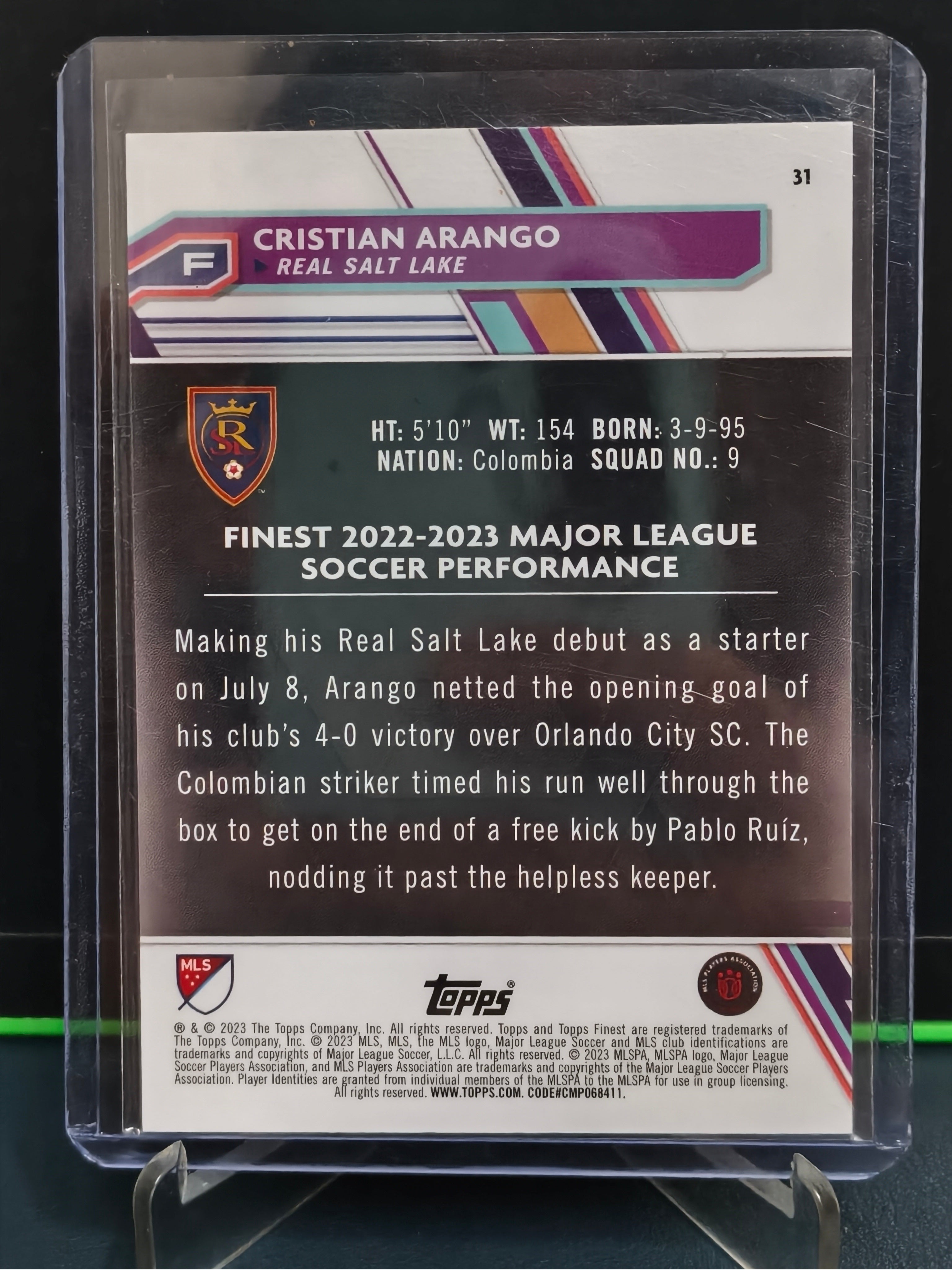 Cristian Arango - 133/150 Card - Topps Finest MLS 23