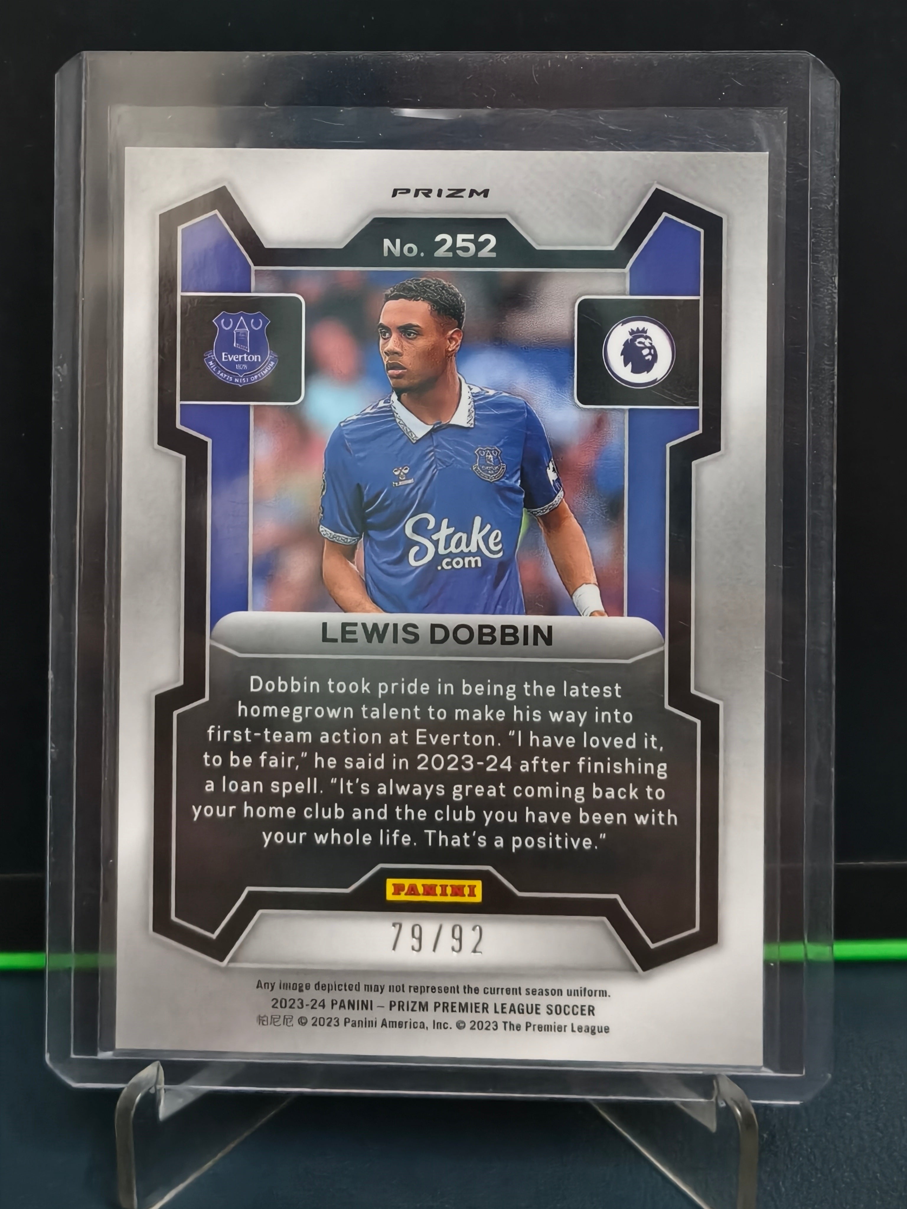 Lewis Dobbin - 79/92 Card - Panini Prizm PL 23-24