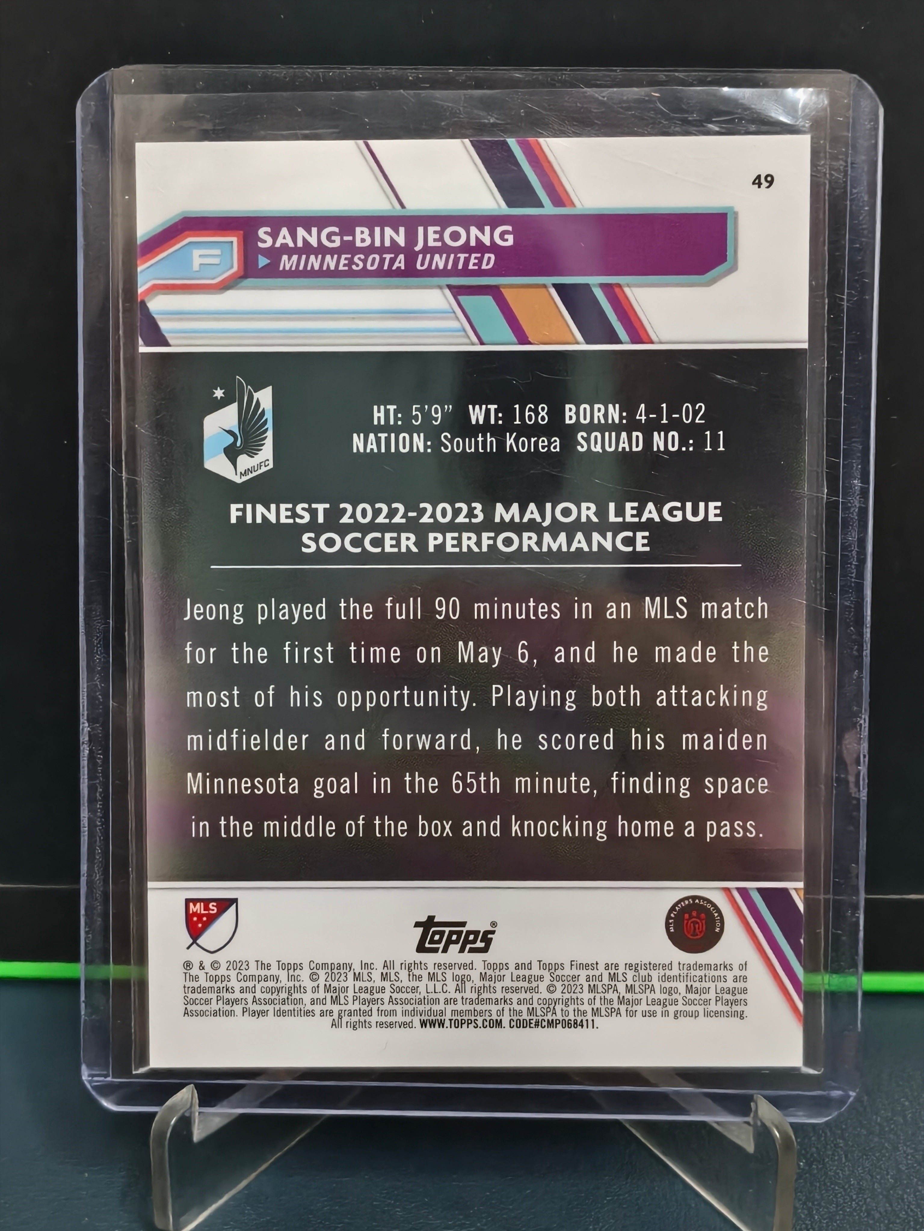 Sang-Bin Jeong - 186/250 Card - Topps Finest MLS 23