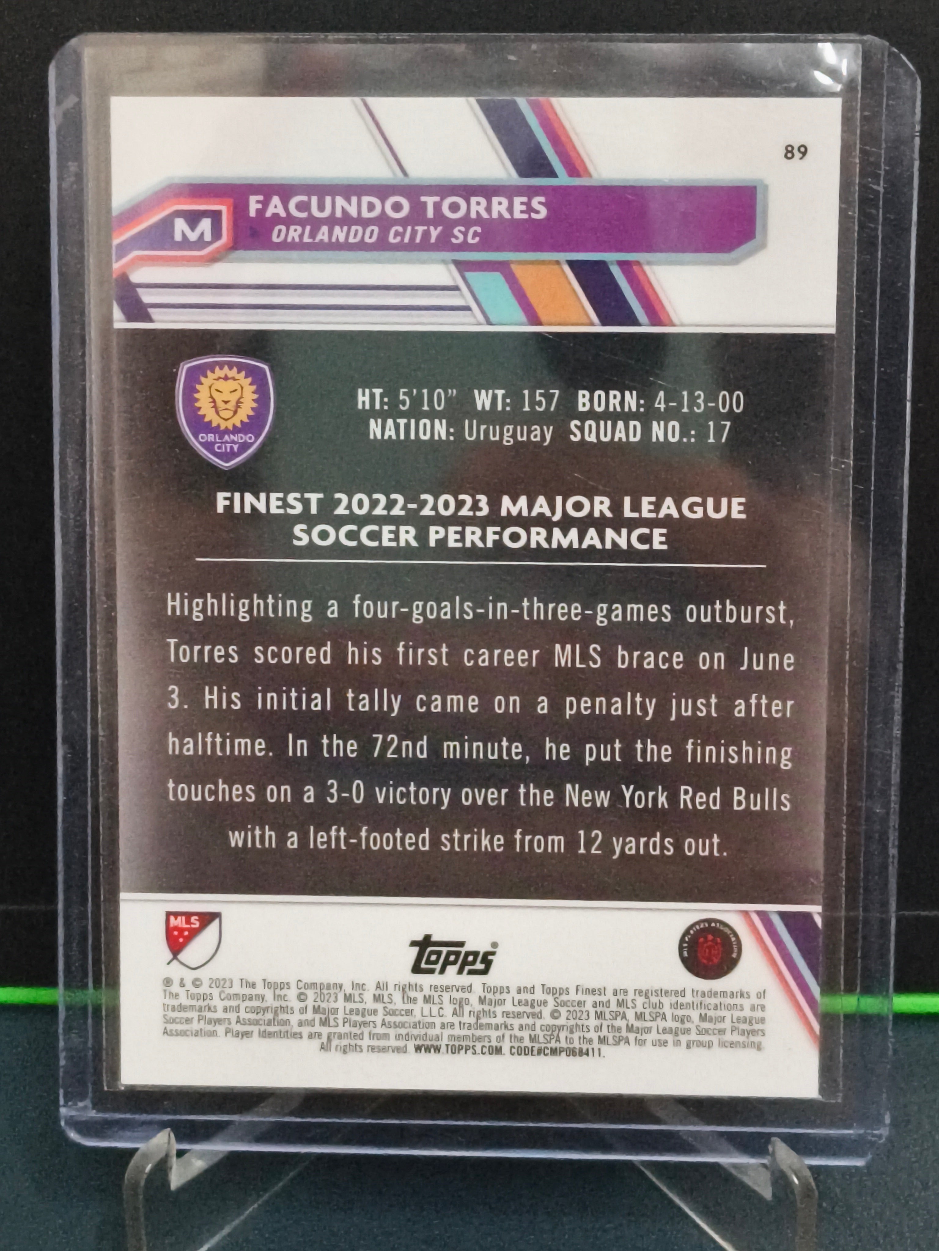 Facundo Torres - 244/250 Card - Topps Finest MLS 23