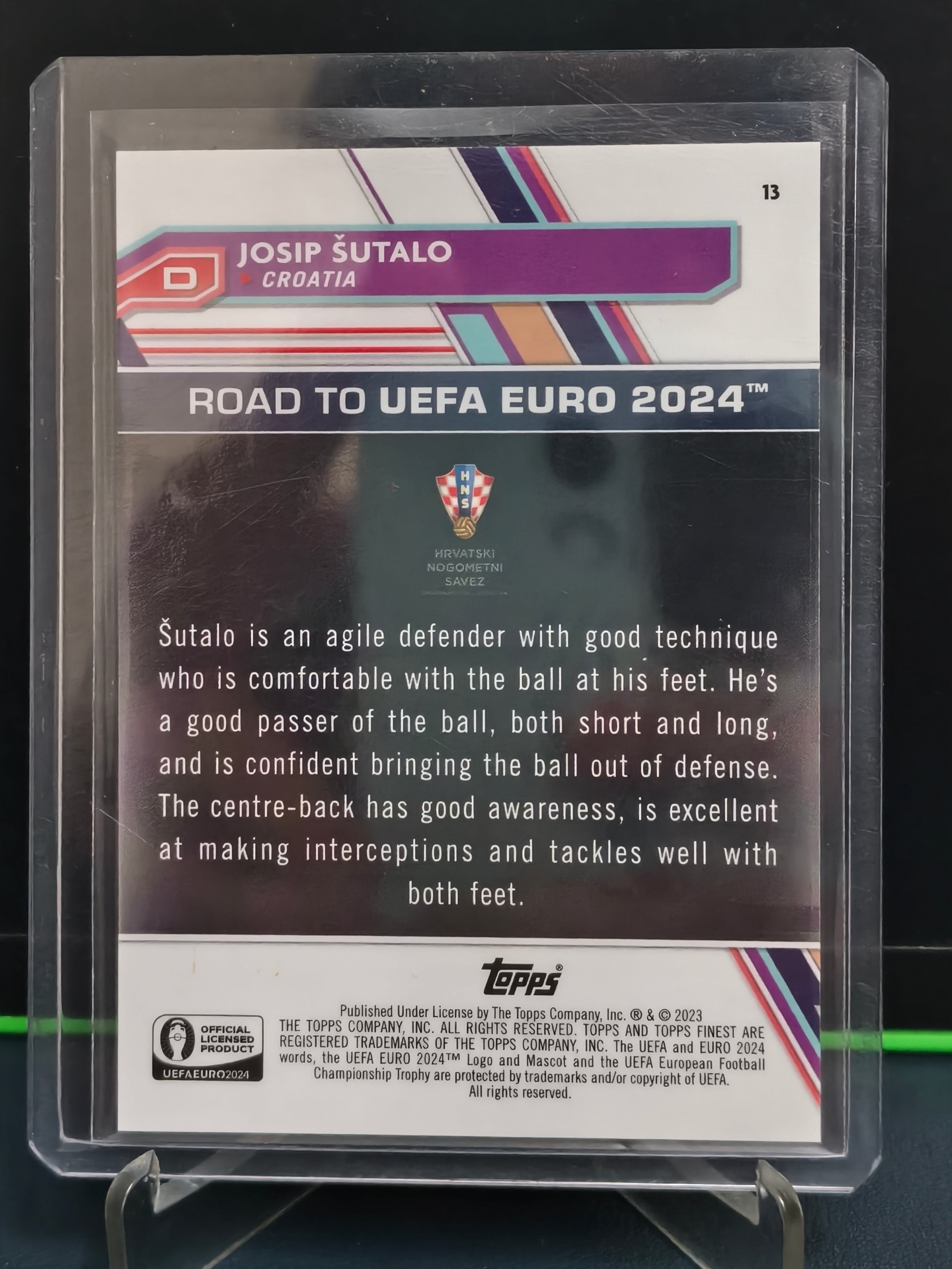 Josip Sutalo - 90/125 Card - Topps Finest Road to UEFA Euro 2024