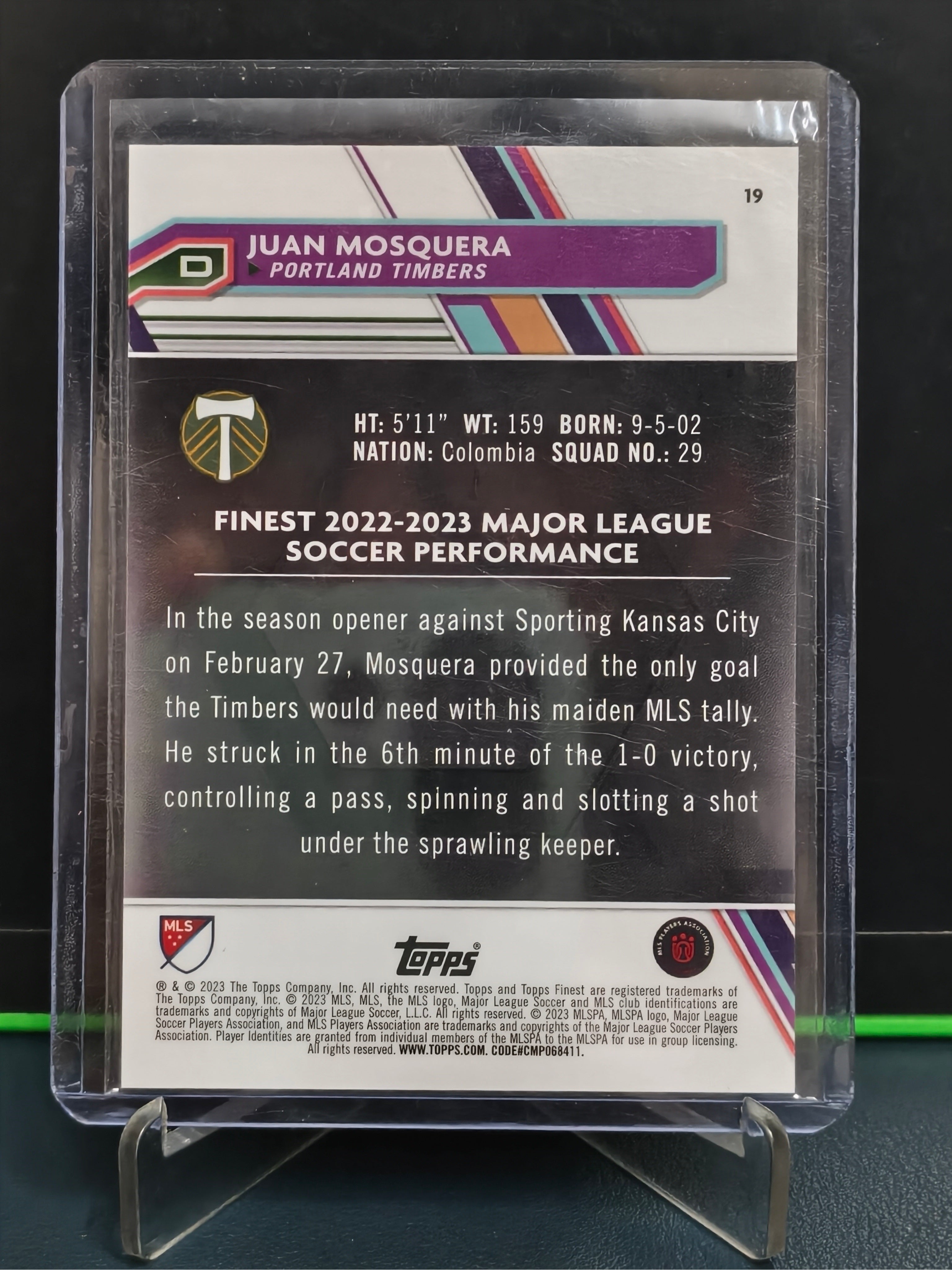 Juan Mosquera - 89/250 Card - Topps Finest MLS 23