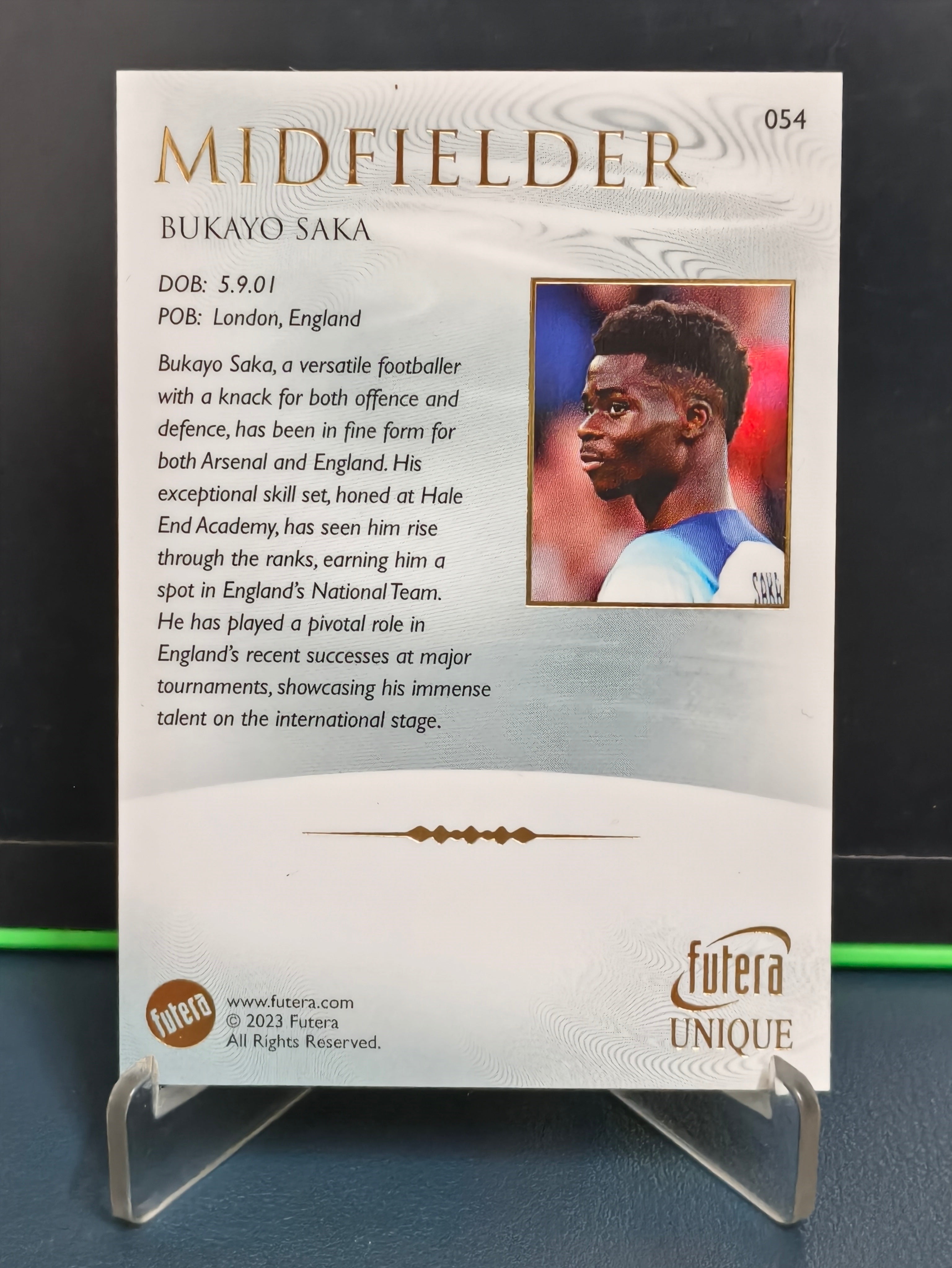 Bukayo Saka - Base Card - Futera Unique 2023