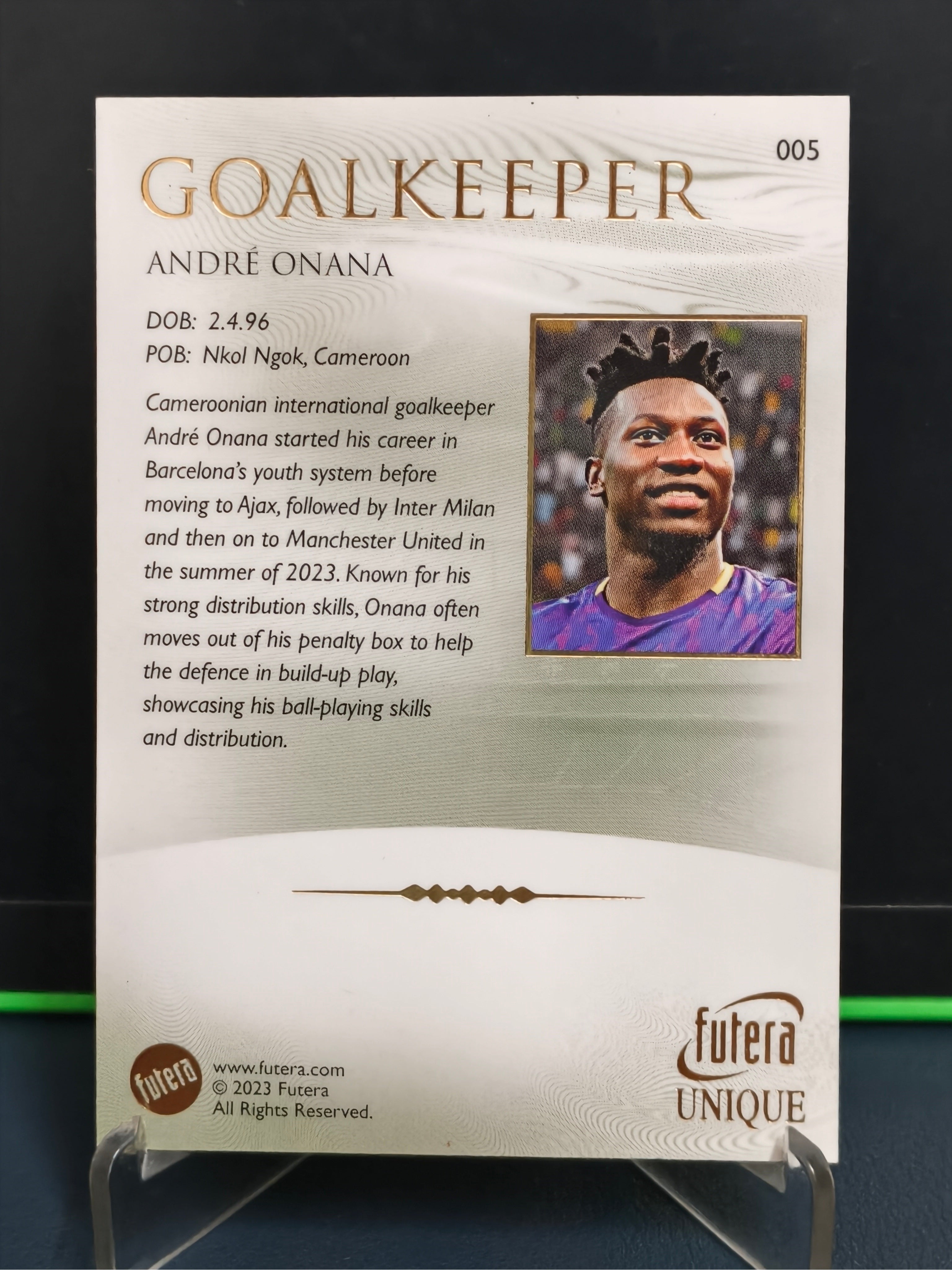 Andre Onana - Base Card - Futera Unique 2023