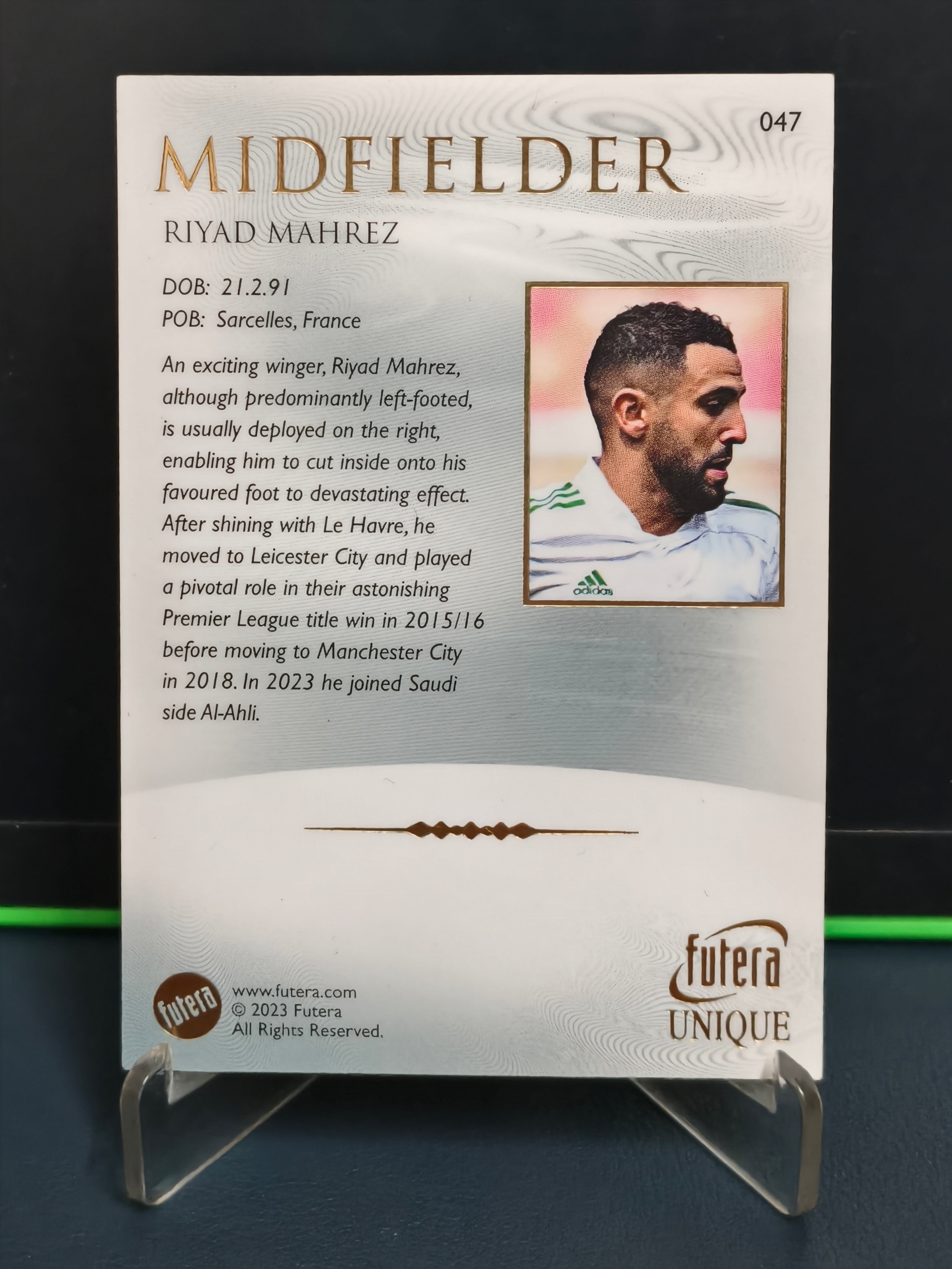Riyad Mahrez - Base Card - Futera Unique 2023