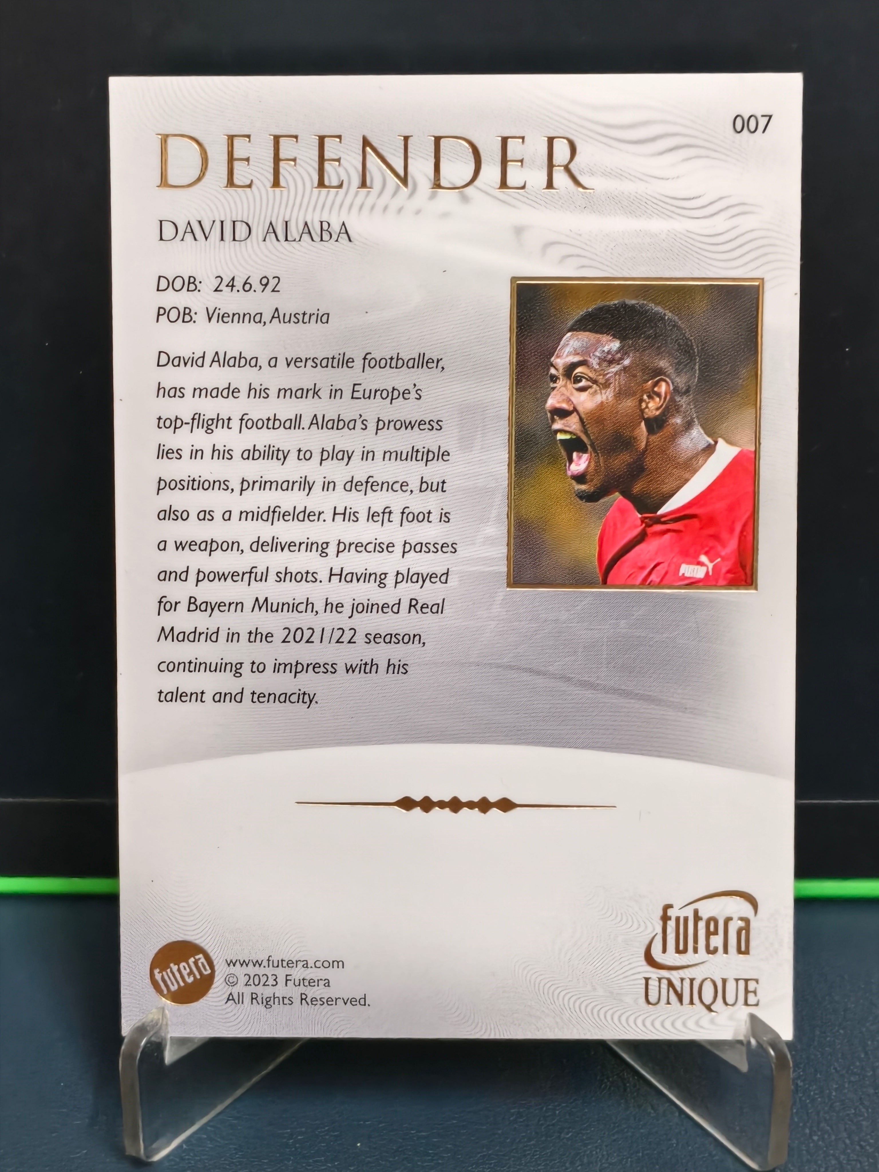 David Alaba - Base Card - Futera Unique 2023
