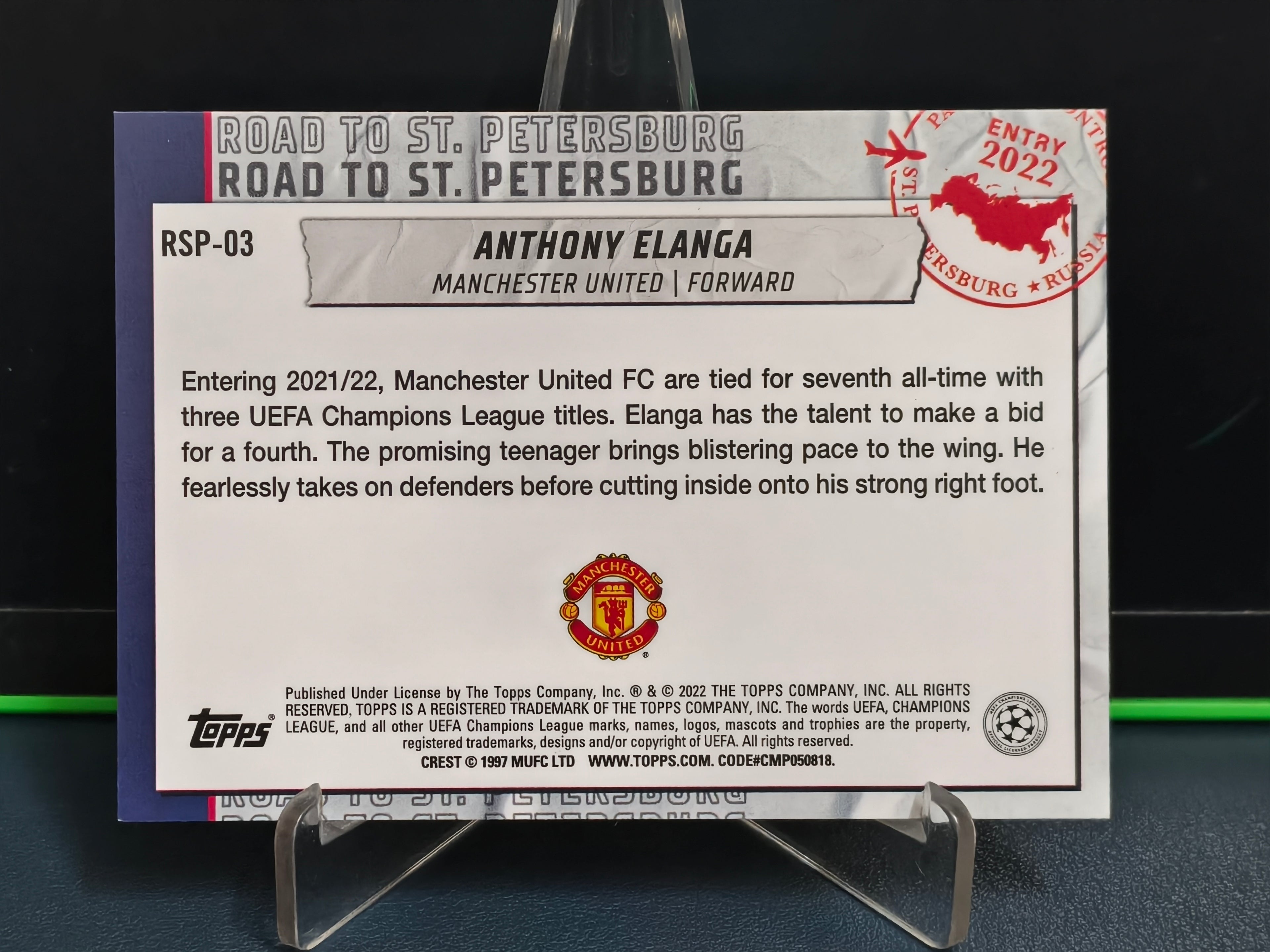 Anthony Elanga - Road to St.Petersburg Card - Topps UCL 21-22