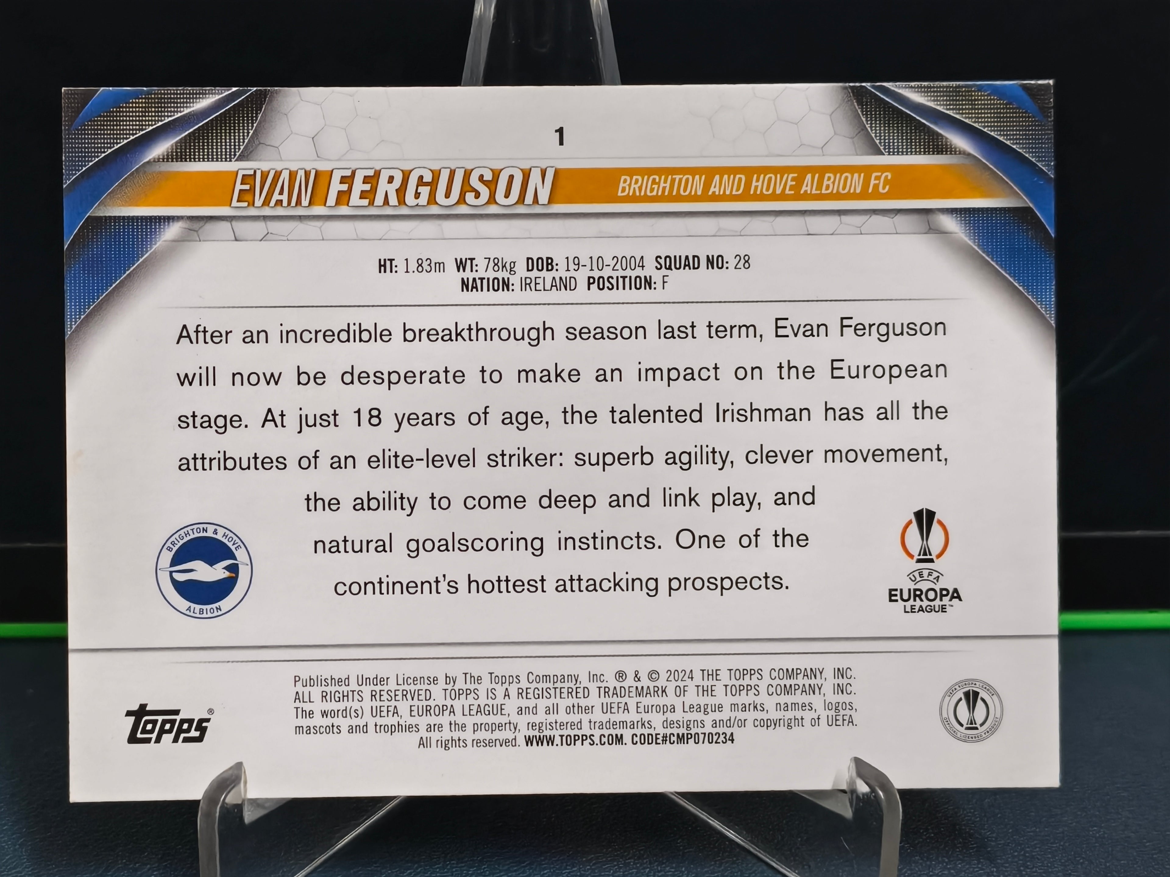 Evan Ferguson - Future Stars Card - Topps UCC 23-24