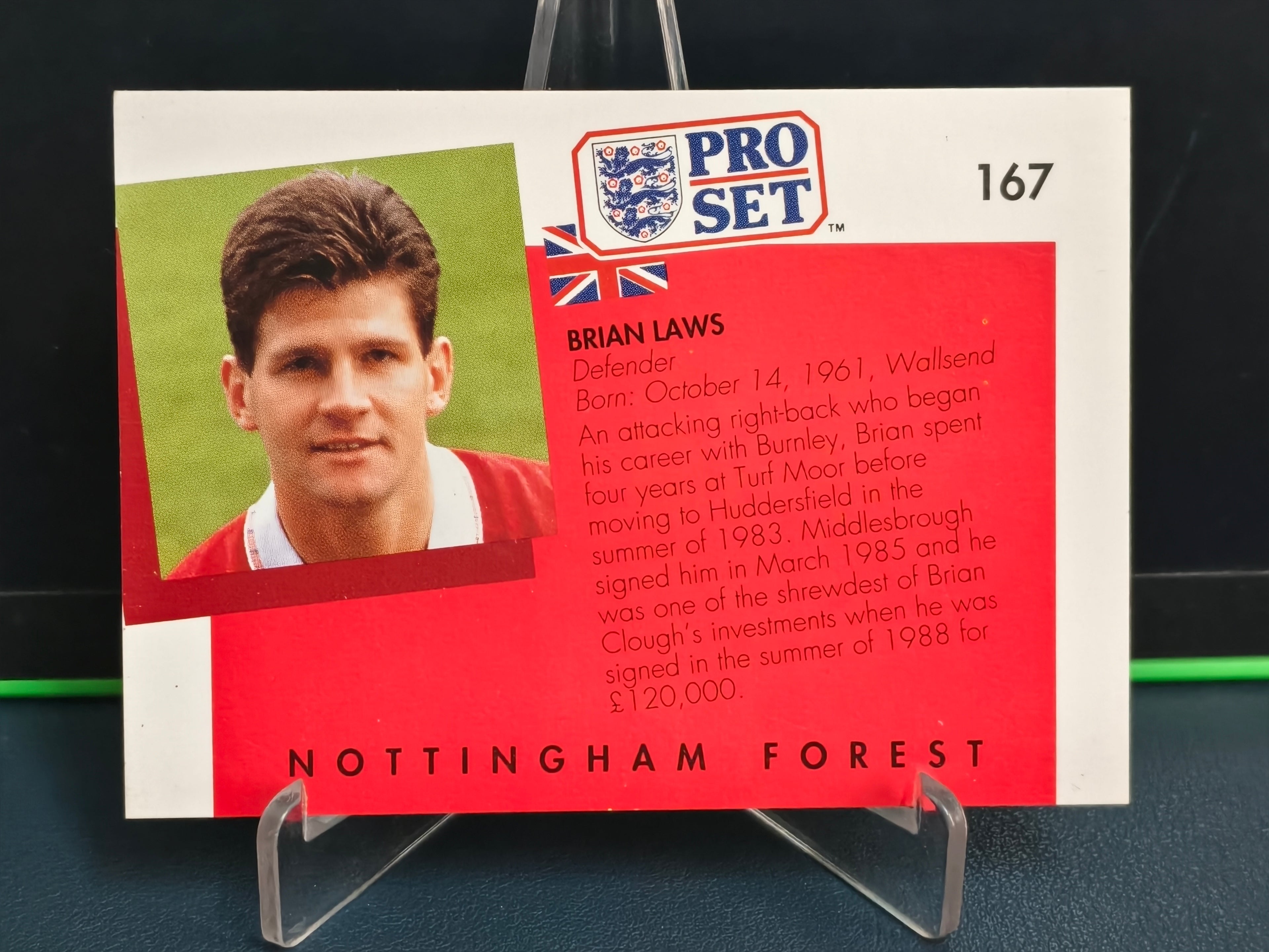 Brian Laws - Base Card - Pro Set English Football 90-91