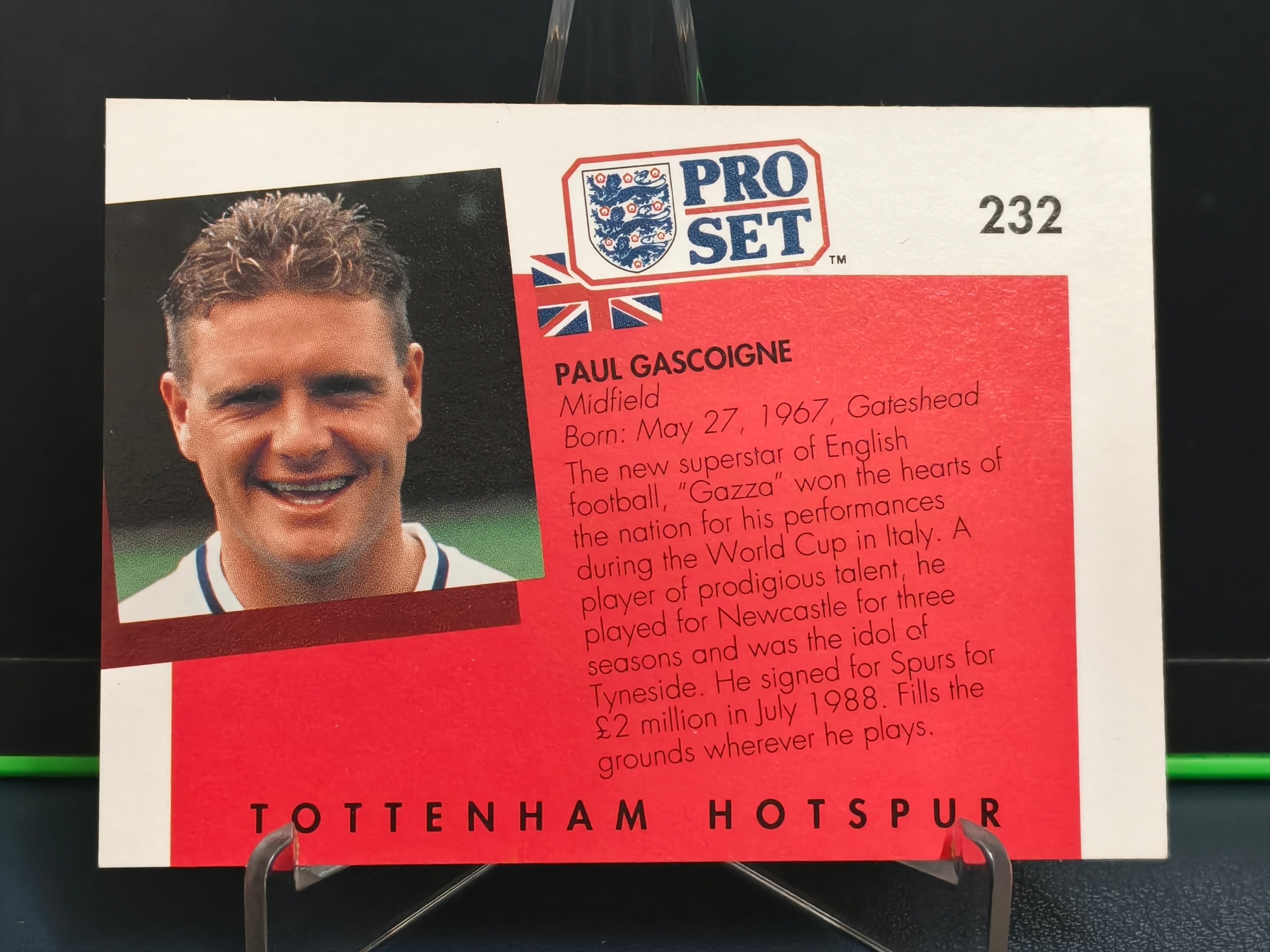 Paul Gascoigne - Base Card - Pro Set English Football 90-91