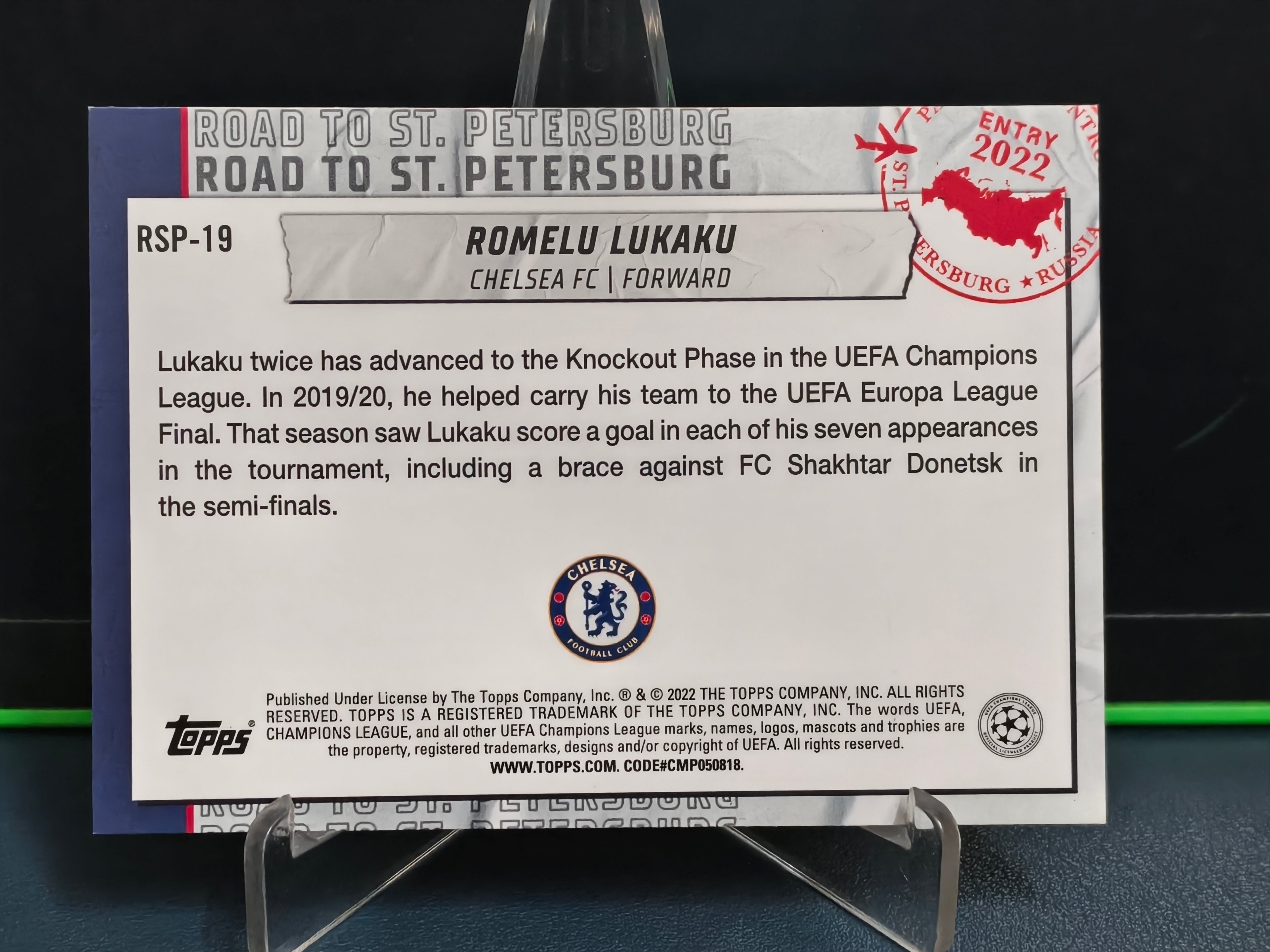 Romelu Lukaku - Road to St.Petersburg Card - Topps UCL 21-22