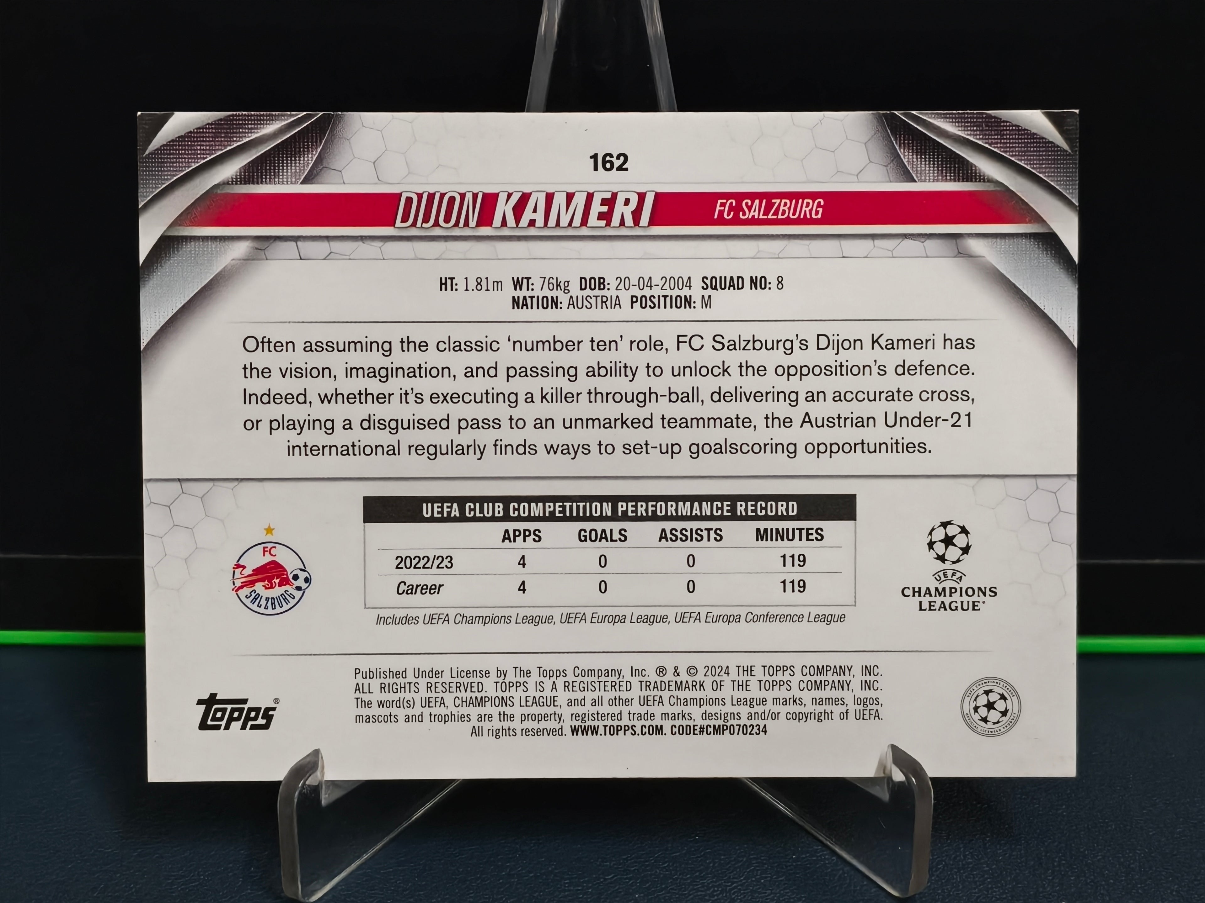Dijon Kameri - Future Stars Card - Topps UCC 23-24