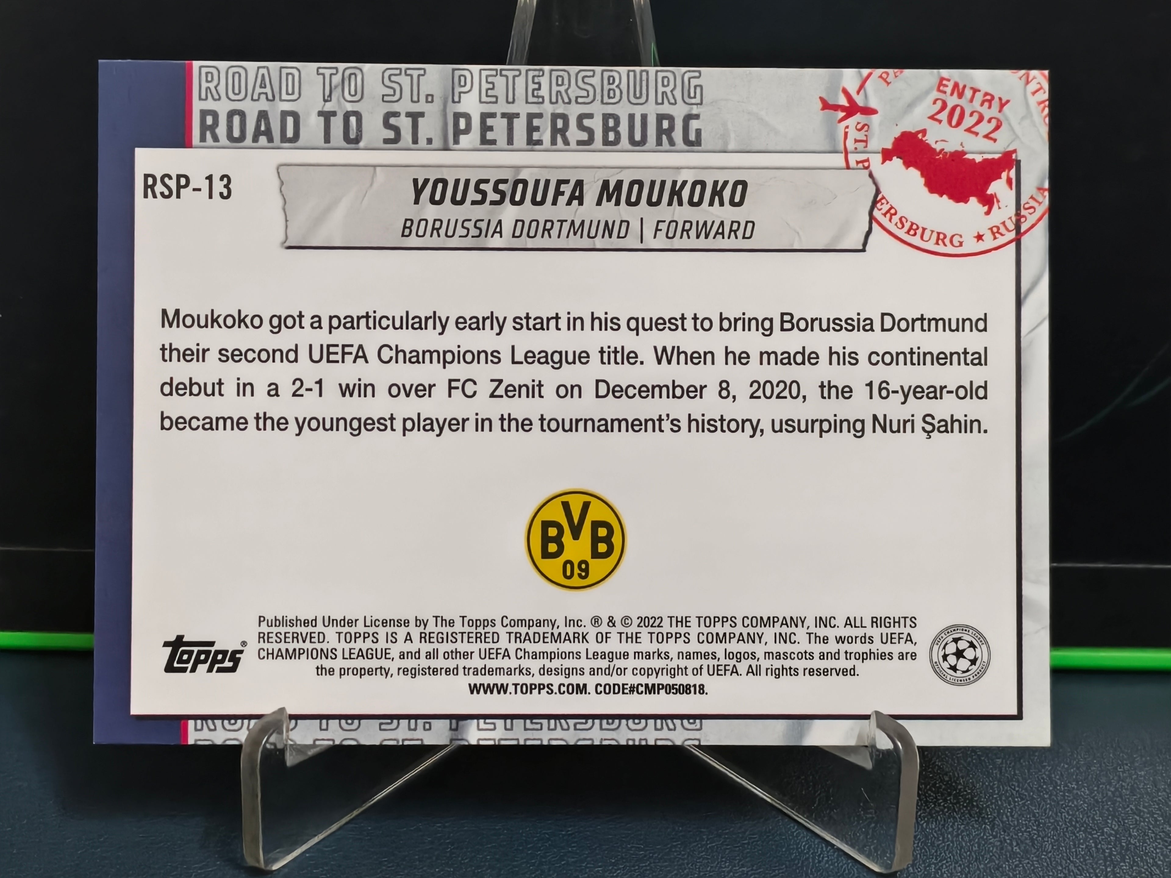 Youssoufa Moukoko - Road to St.Petersburg Card - Topps UCL 21-22