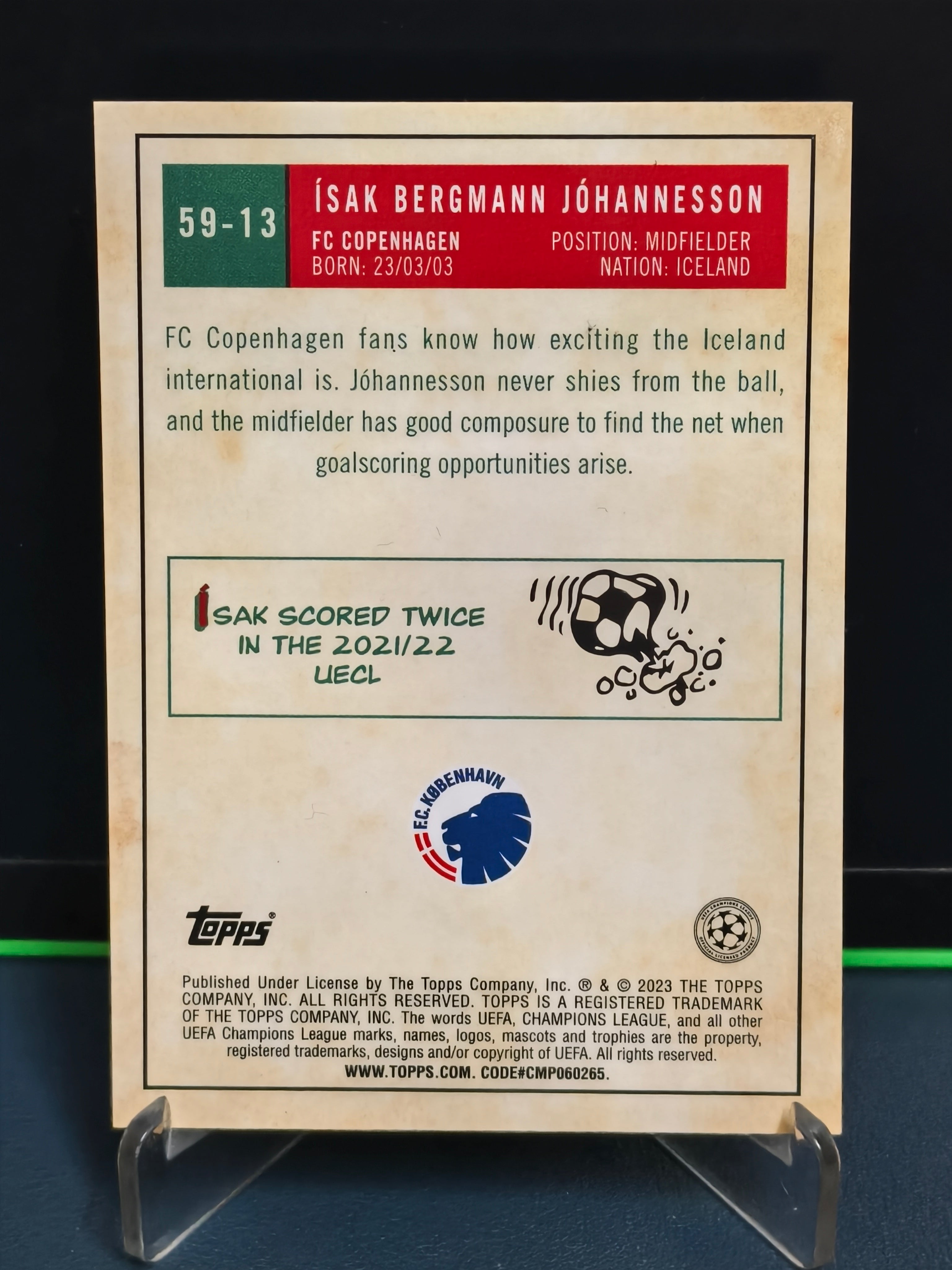 Ísak Bergmann Jóhannesson - 1959 Topps Throwback Card - Topps Chrome UCC 22-23