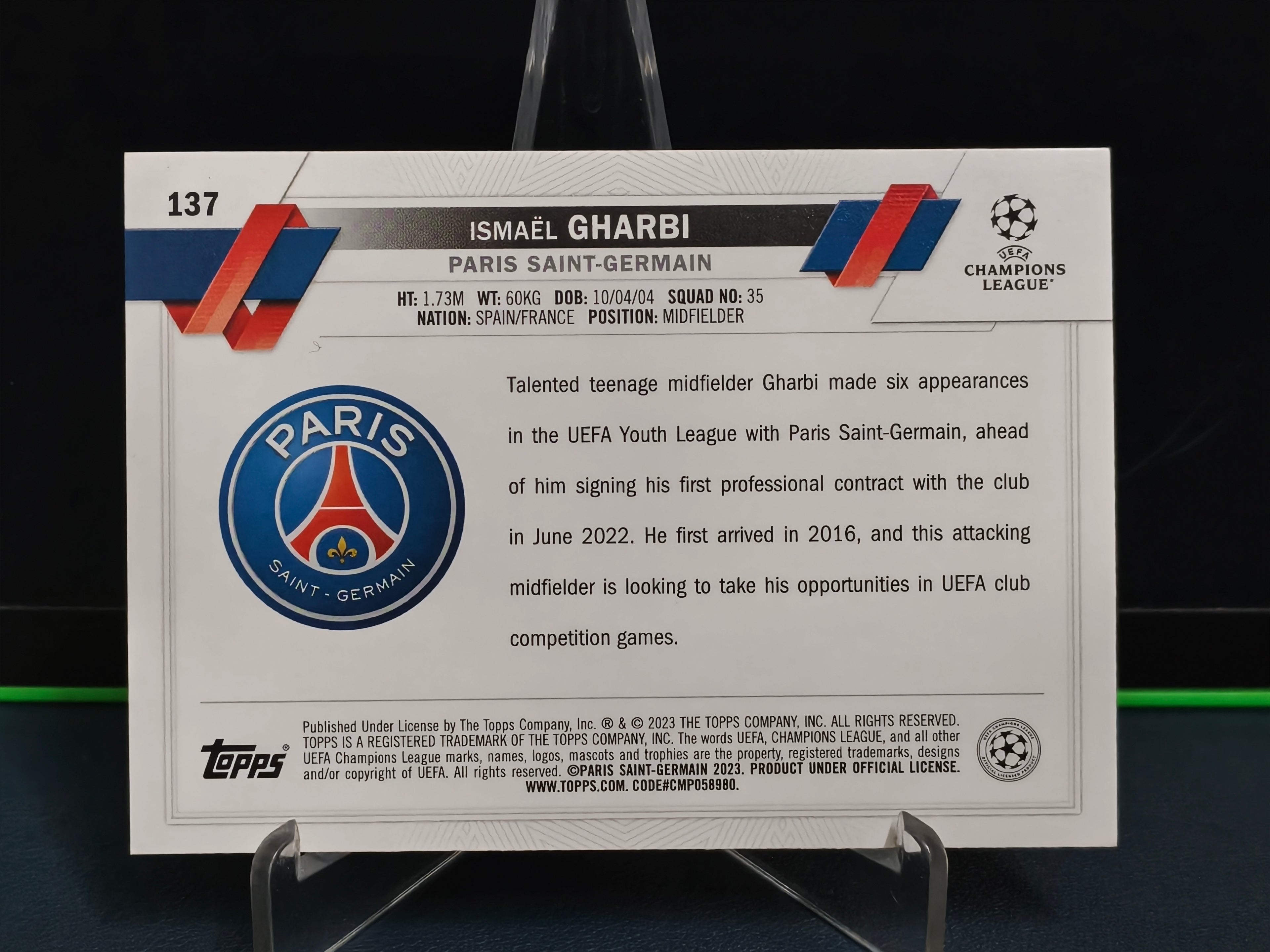 Ismael Gharbi - Future Stars Card - Topps Carnaval UCC 22-23