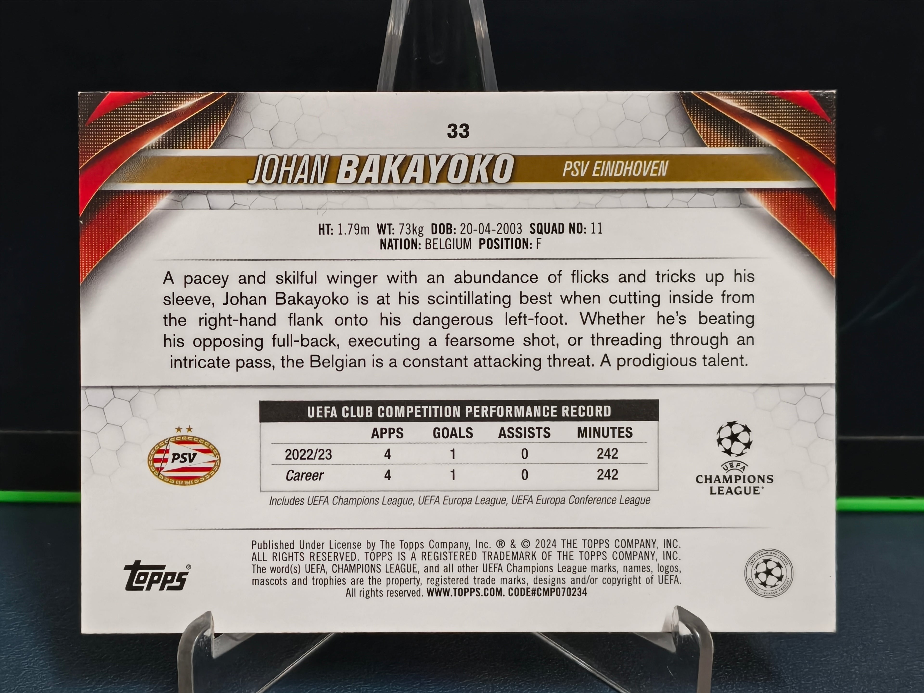 Johan Bakayoko - Future Stars Card - Topps UCC 23-24