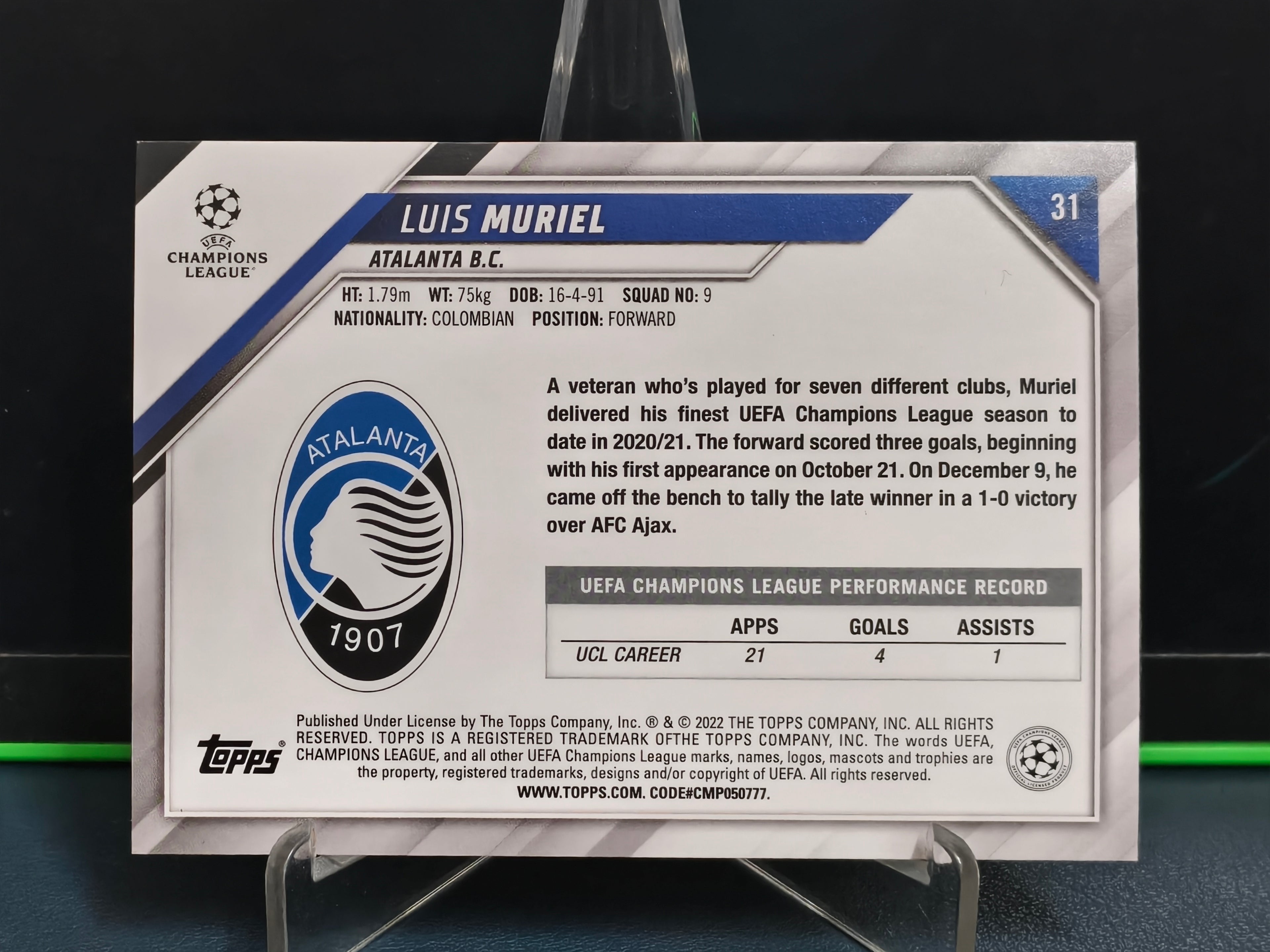 Luis Muriel - Starball Foil Card - Topps UCL 21-22