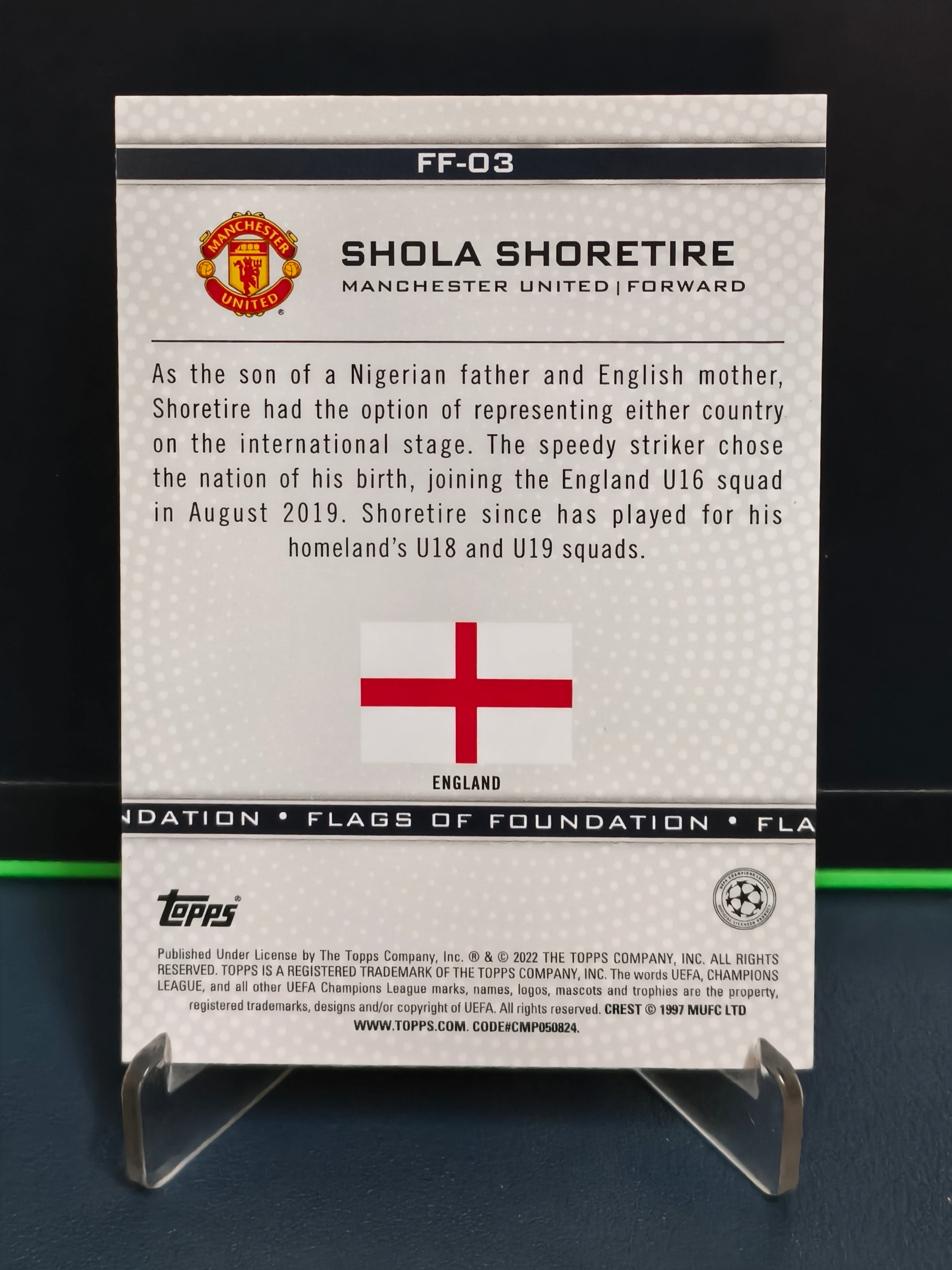 Shola Shoretire - Flags of Foundation Card - Topps UCL 21-22