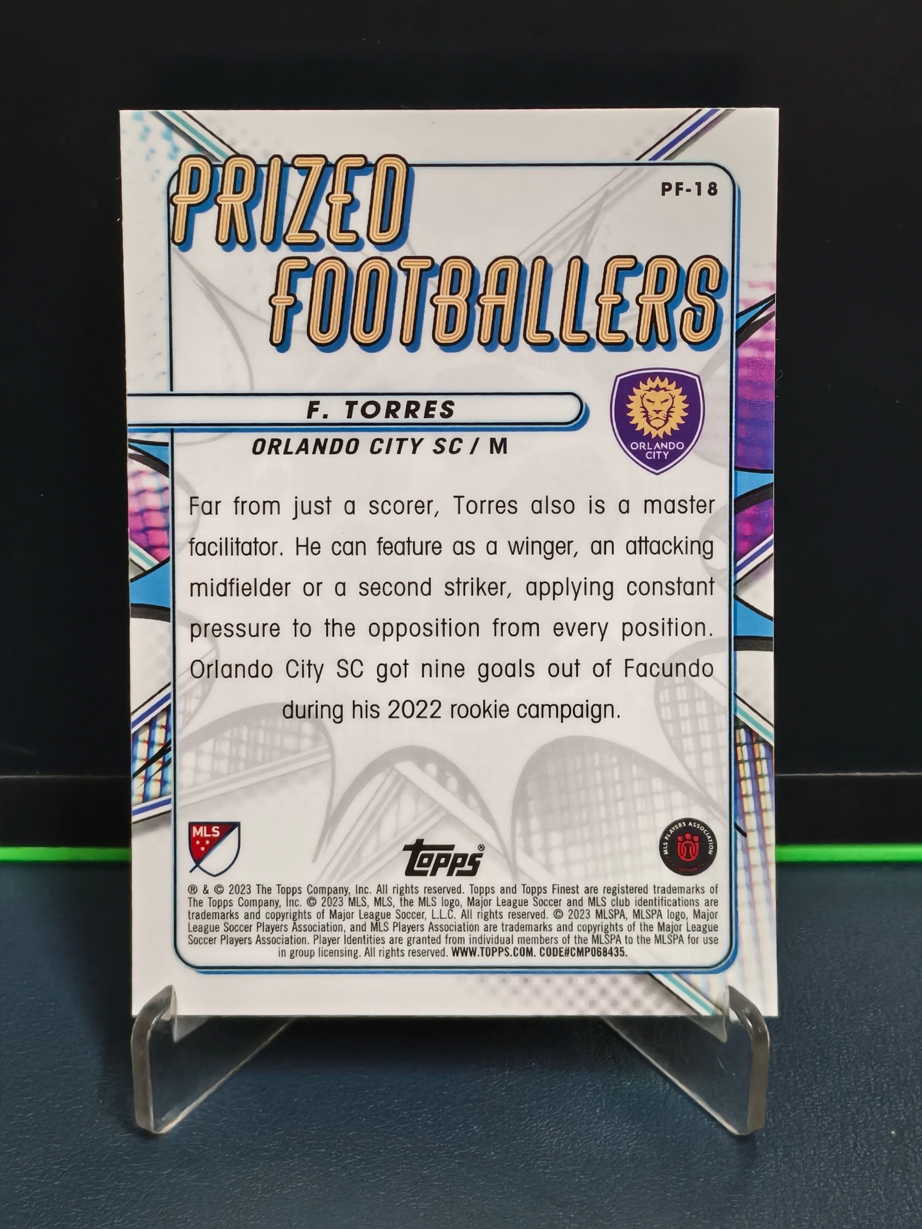 F. Torres - Prized Footballers Card - Topps Finest MLS 2023