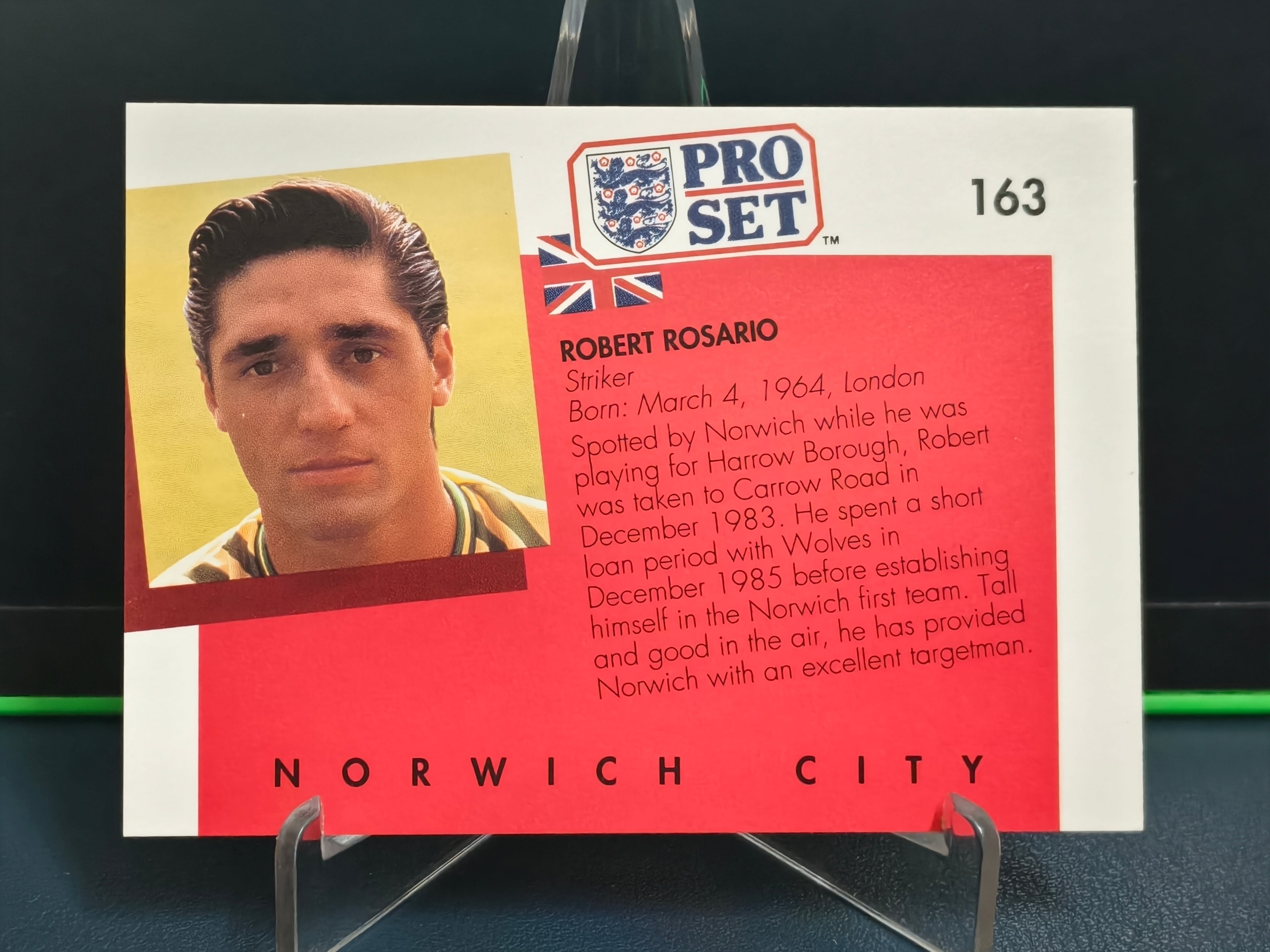 Robert Rosario - Base Card - Pro Set English Football 90-91
