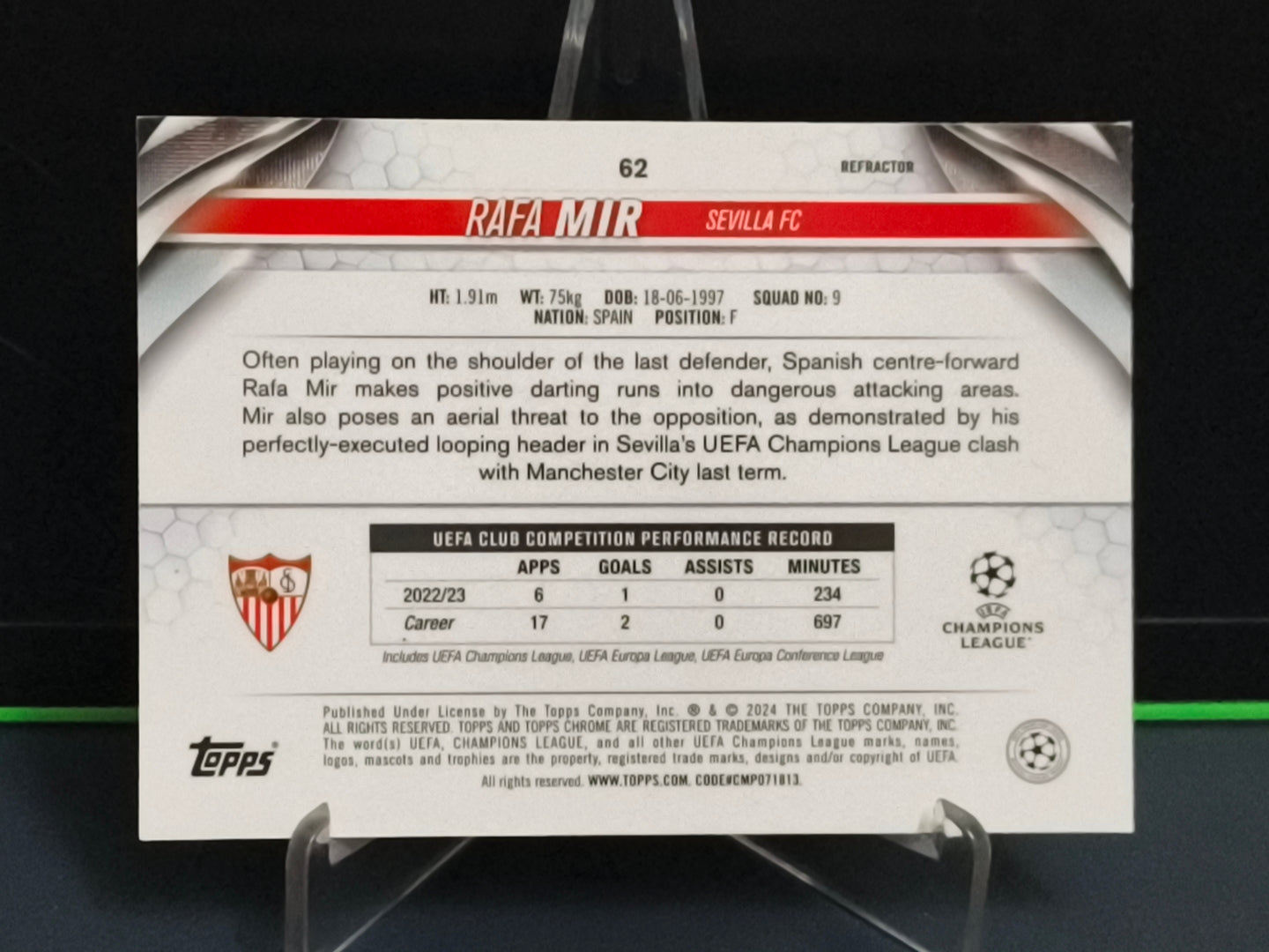 Rafa Mir - Refractor Card - Topps Chrome UCC 23-24