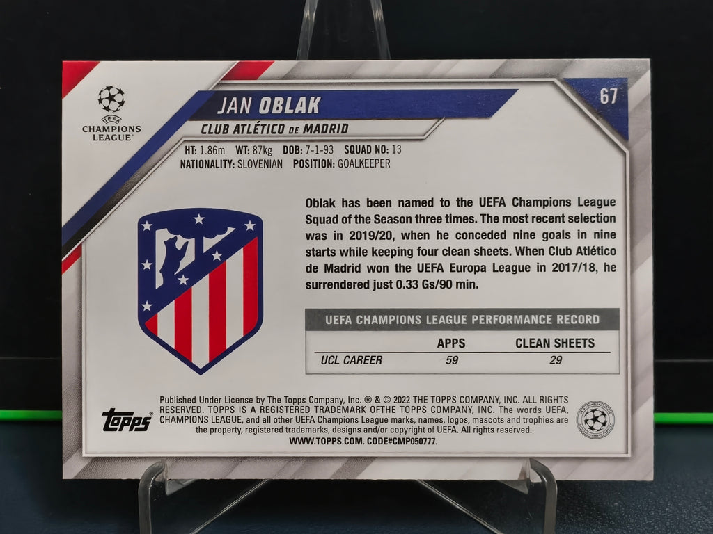 Jan Oblak - Starball Foil Card - Topps UCL 21-22