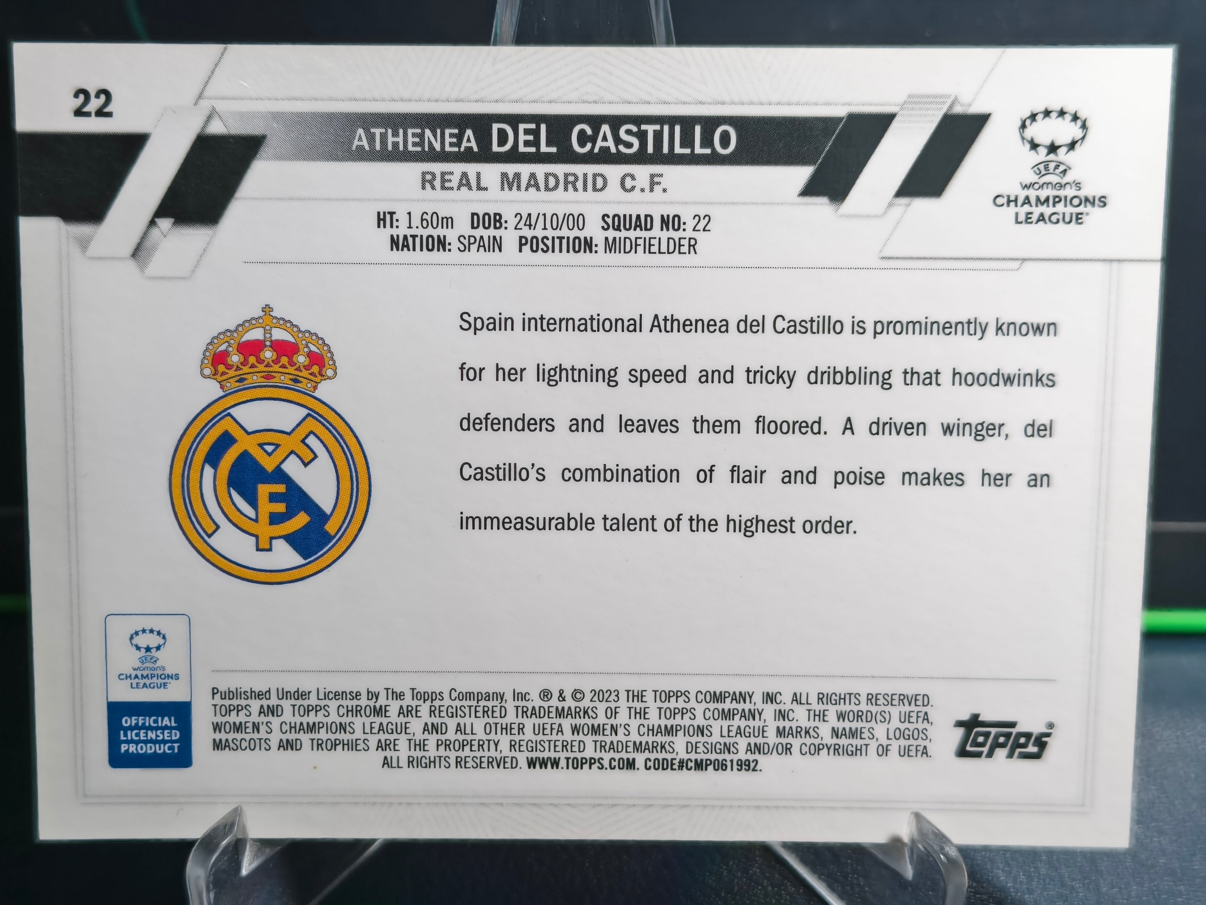 Athenea Del Castillo - Base Card - Topps Chrome UWCL 22-23