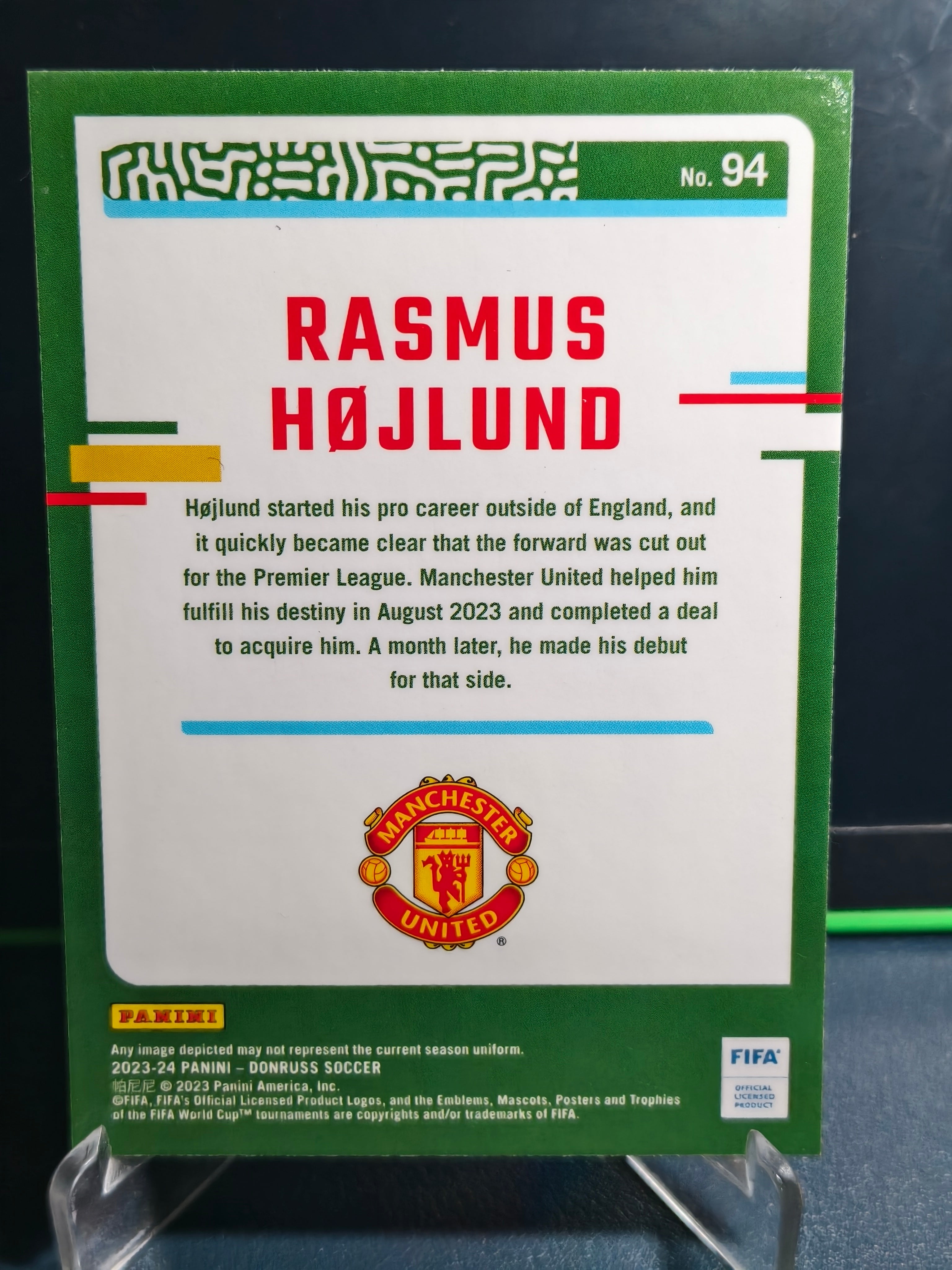 Rasmus Hojlund - Optic Card - Panini Donruss Soccer 23-24