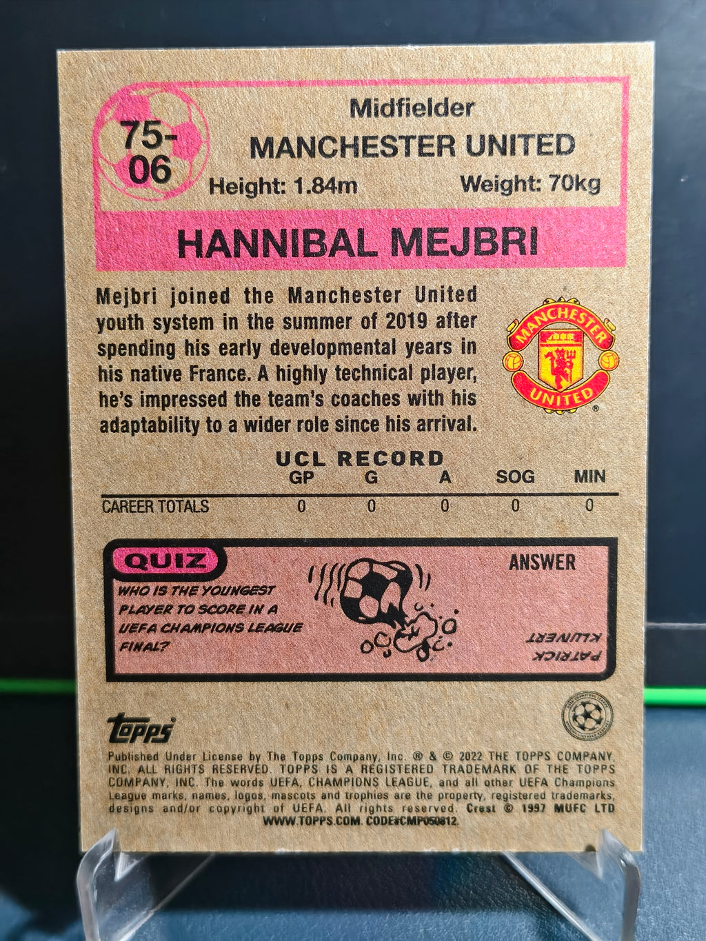 Hannibal Mejbri - 1975-76 Topps Footballers Card - Topps UCL 21-22