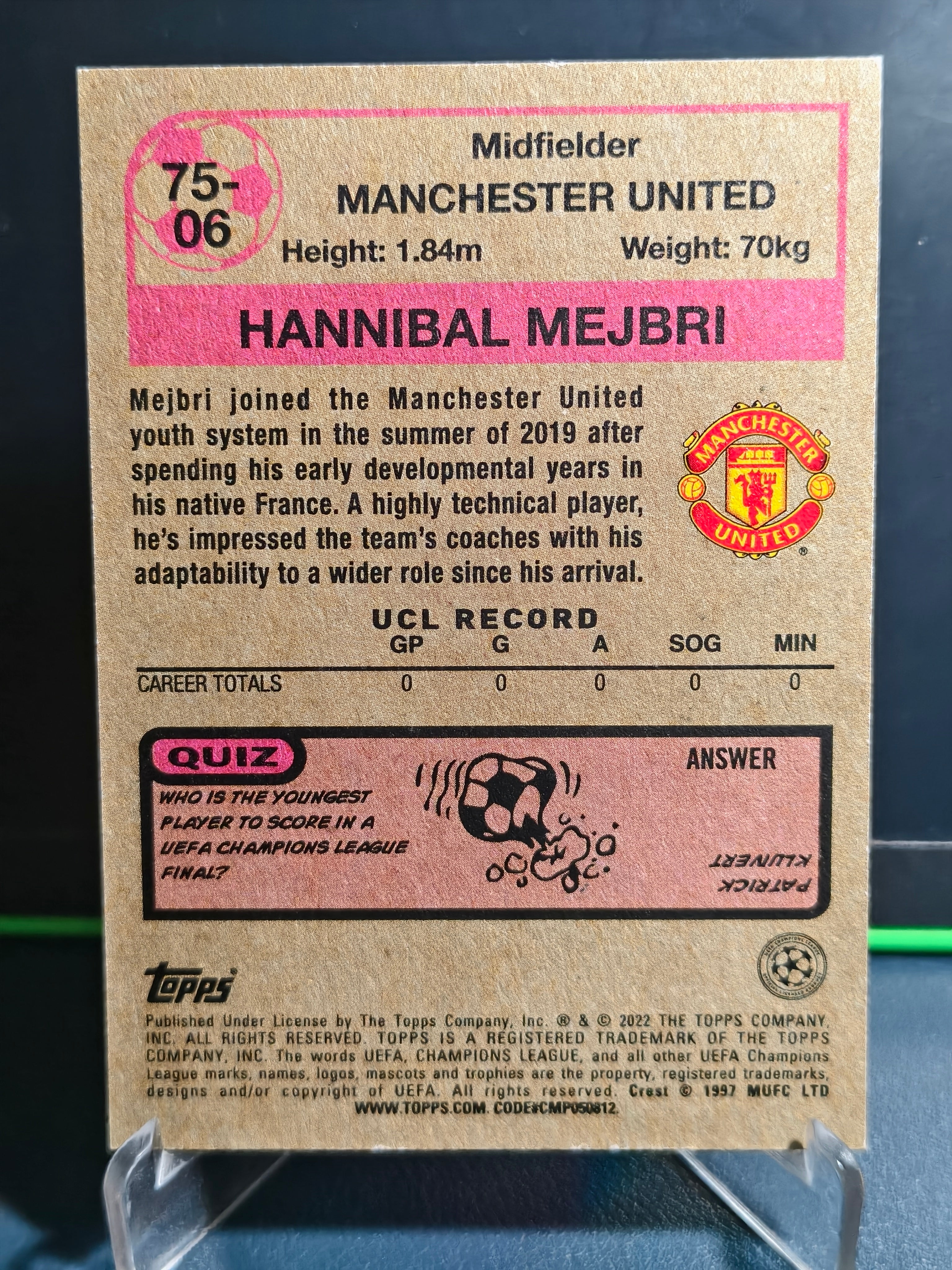 Hannibal Mejbri - 1975-76 Topps Footballers Card - Topps UCL 21-22
