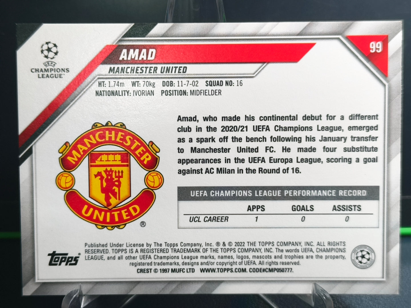 Amad - Base Card - Topps UCL 21-22