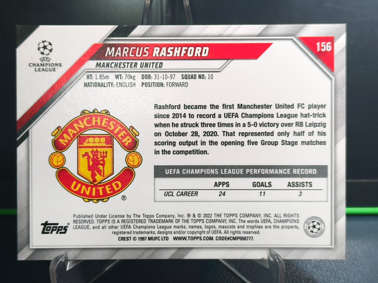 Marcus Rashford - Base Card - Topps UCL 21-22