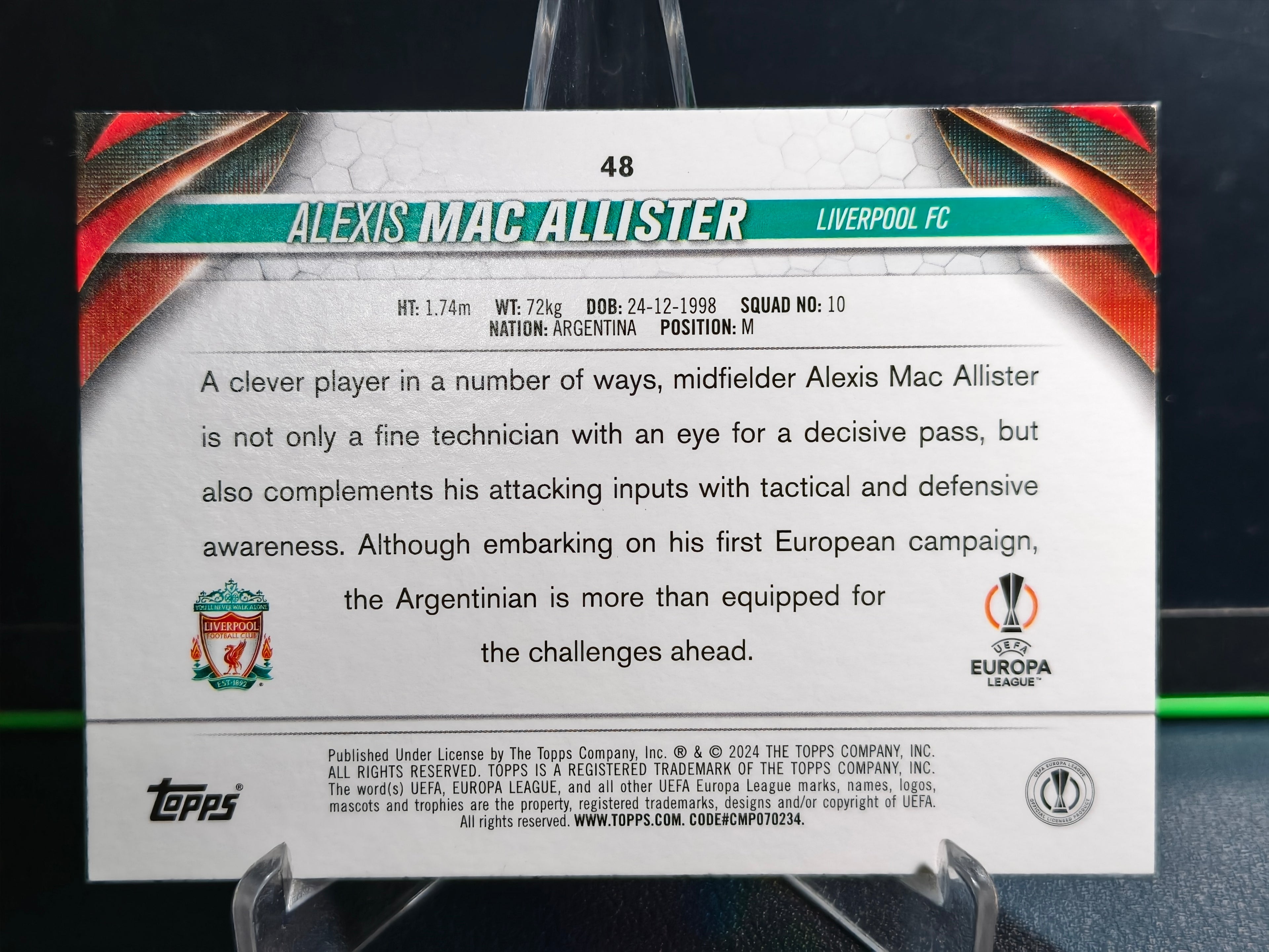 Alexis Mac Allister - Base Card - Topps UCC 23-24