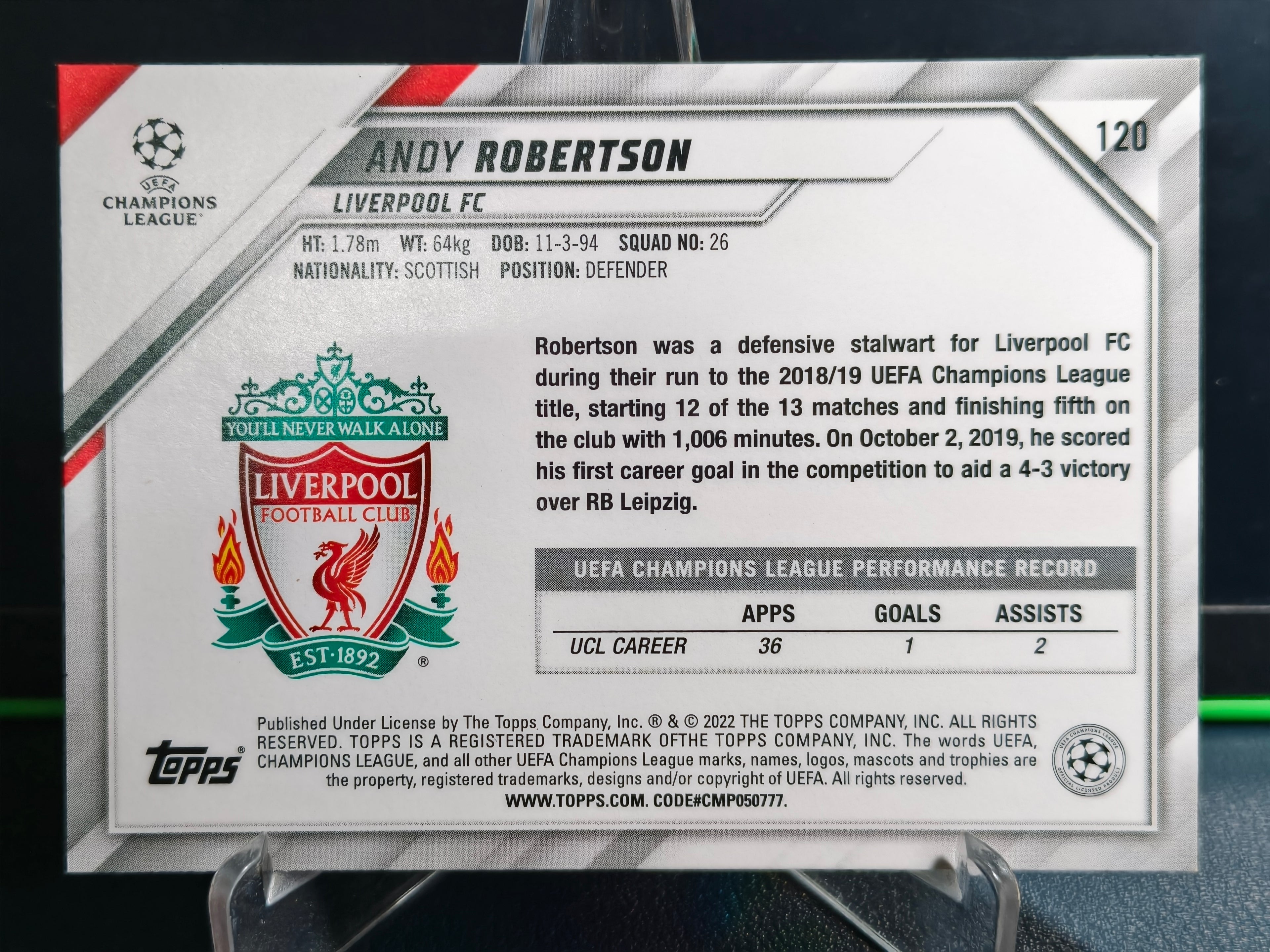 Andy Robertson - Base Card - Topps UCL 21-22