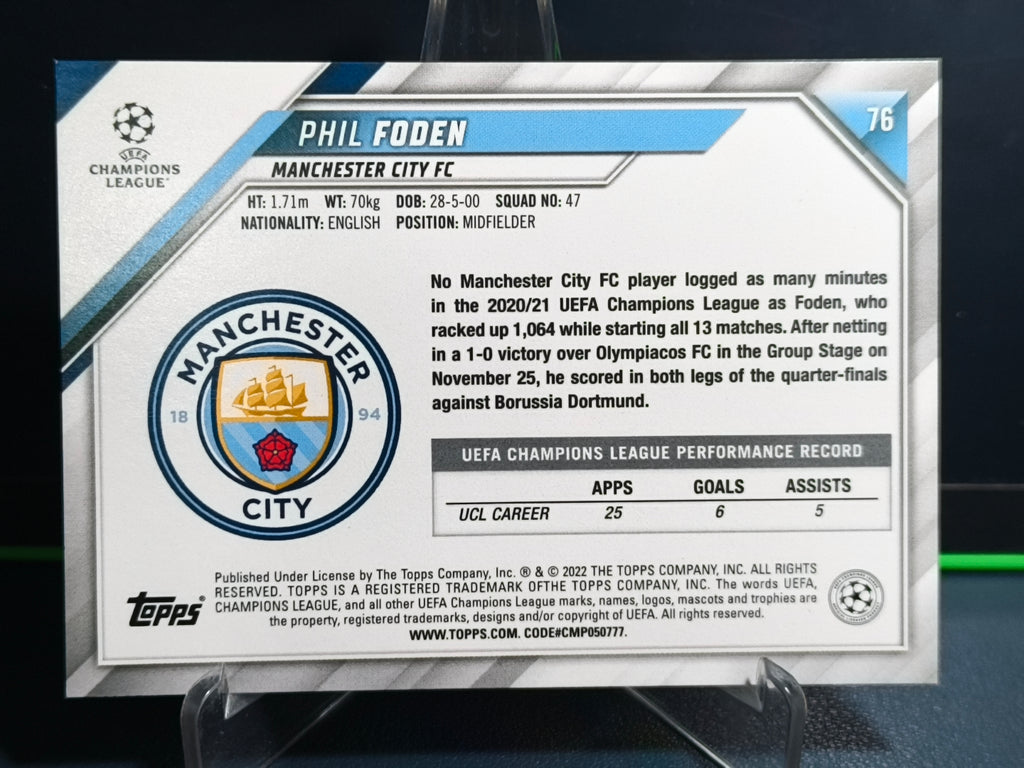 Phil Foden - Base Card - Topps UCL 21-22