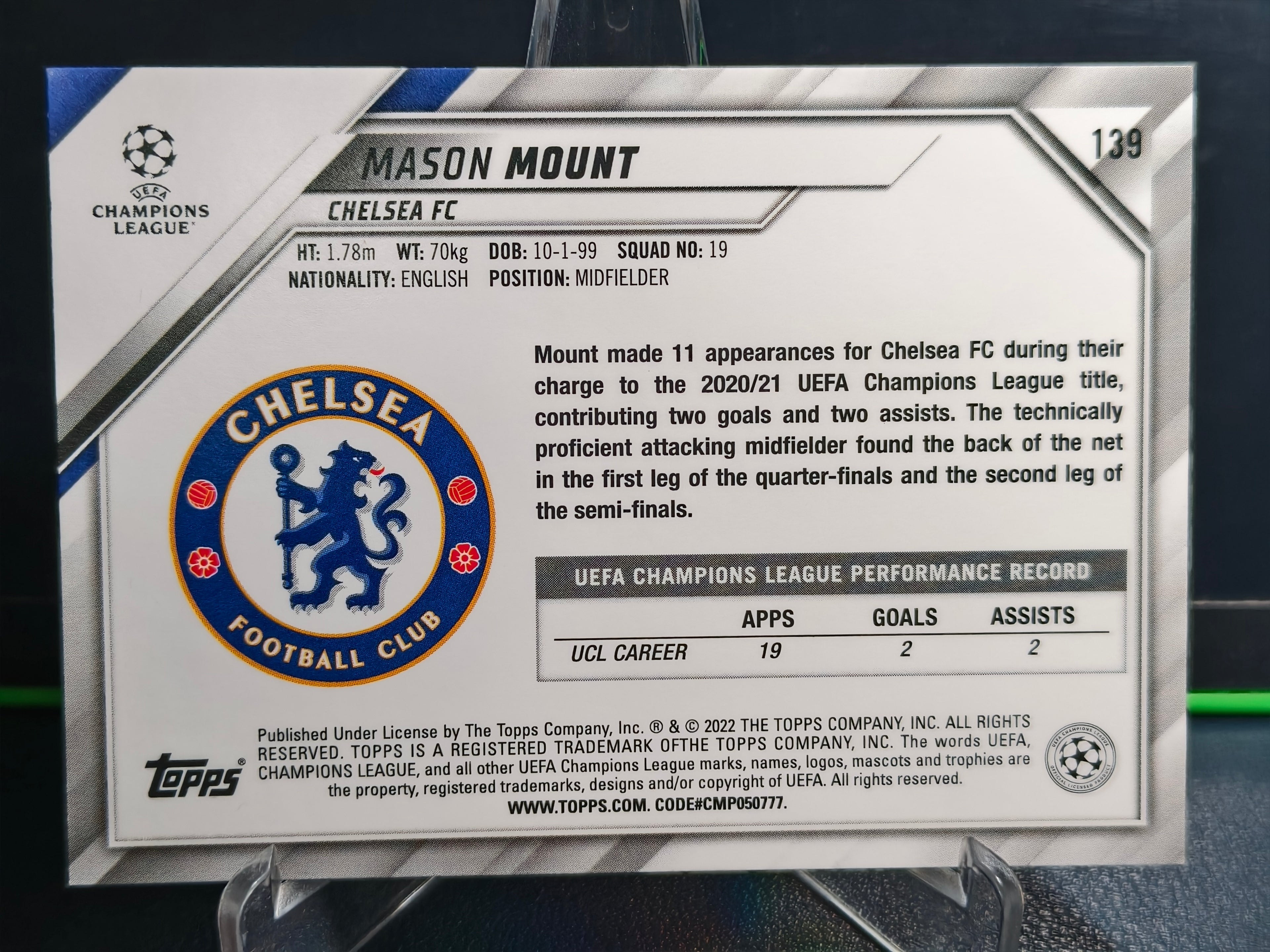 Mason Mount - Base Card - Topps UCL 21-22