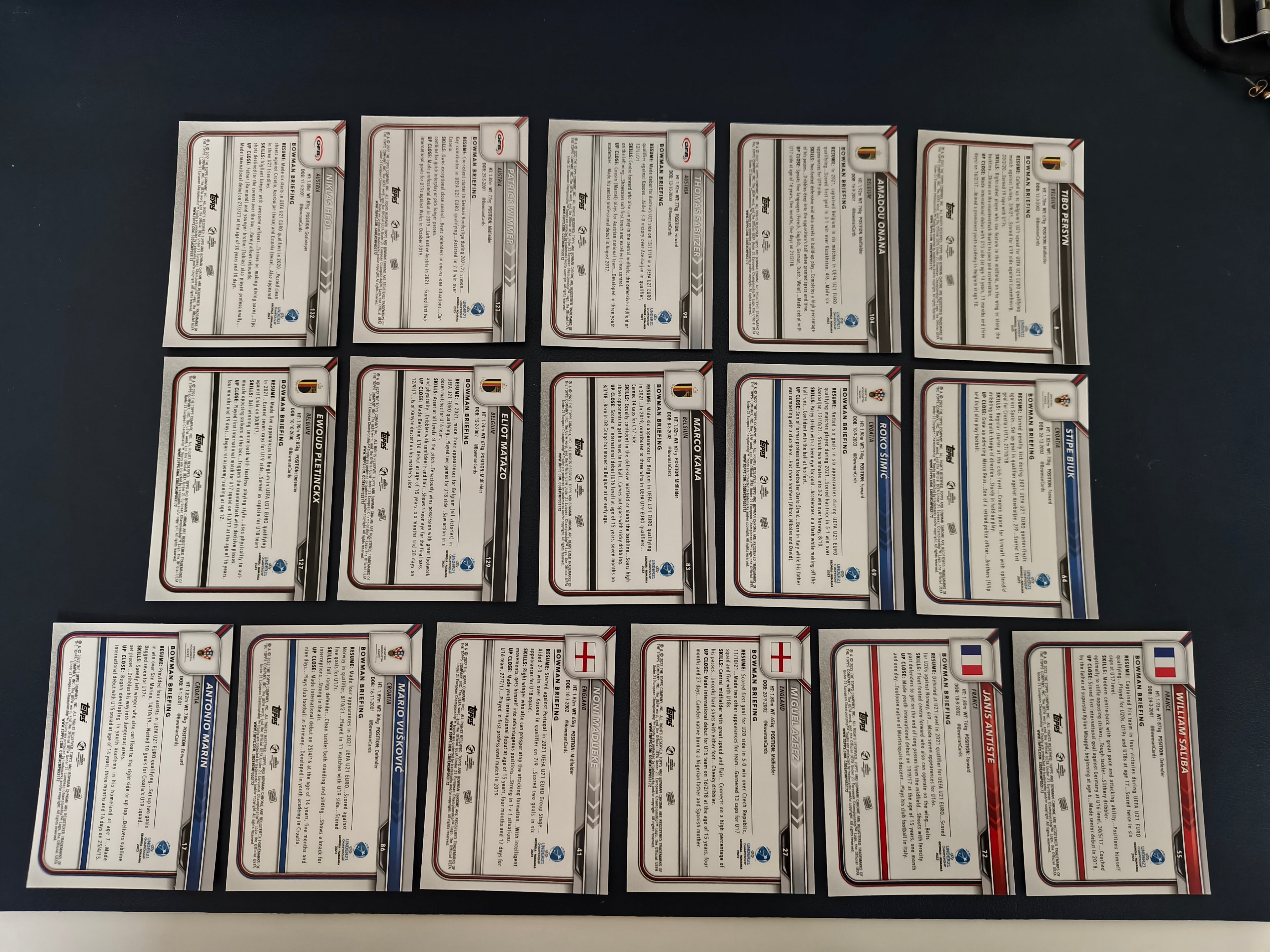 (Pick your Player #1) - 1st Bowman Base Card - Topps Bowman Chrome Road to UEFA U21 23