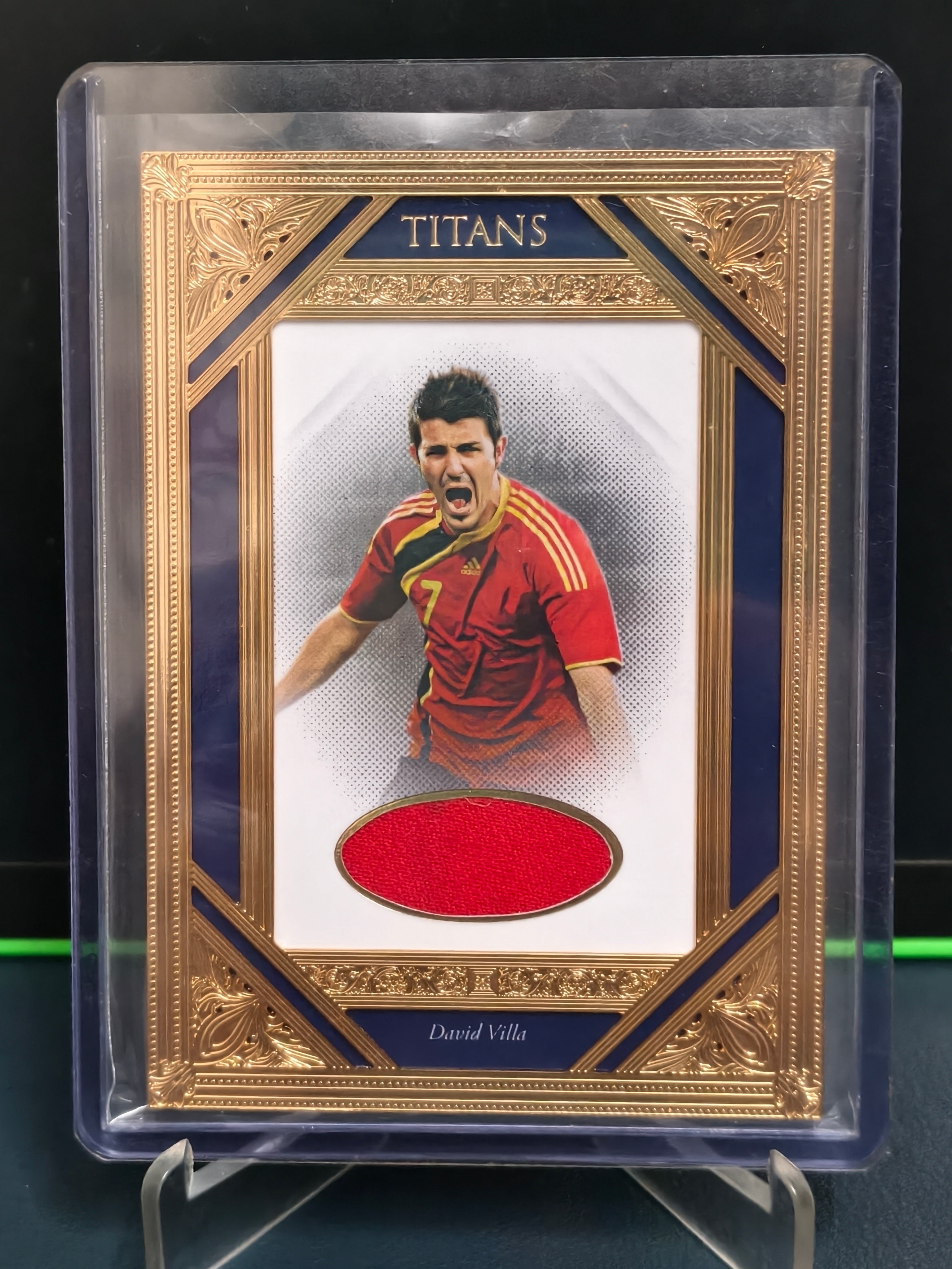 David Villa - 12/14 Gold Frame Memorabilia Card - Futera Unique 2023