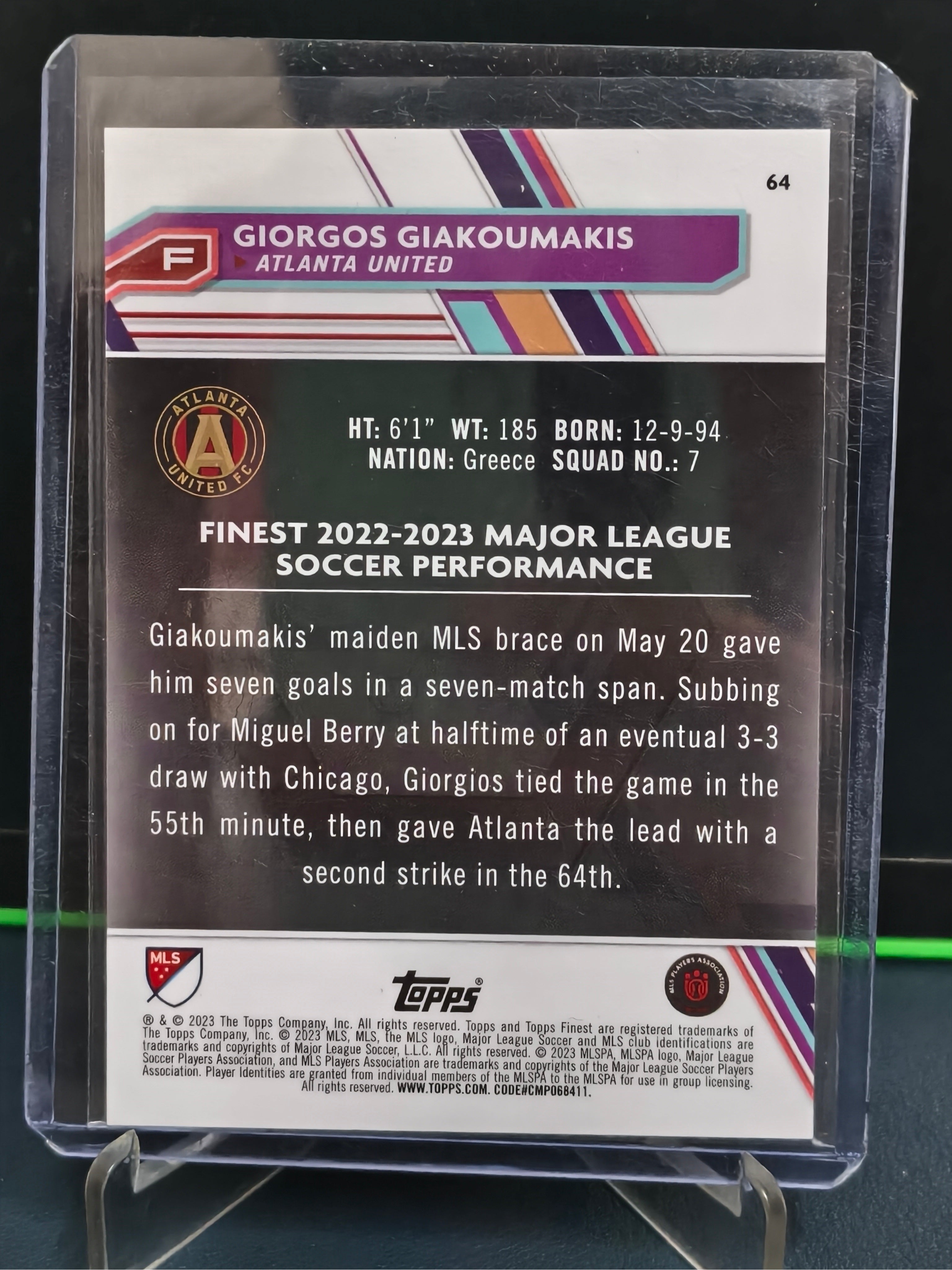 Giorgos Giakoumakis - 8/10 Card - Topps Finest MLS 23