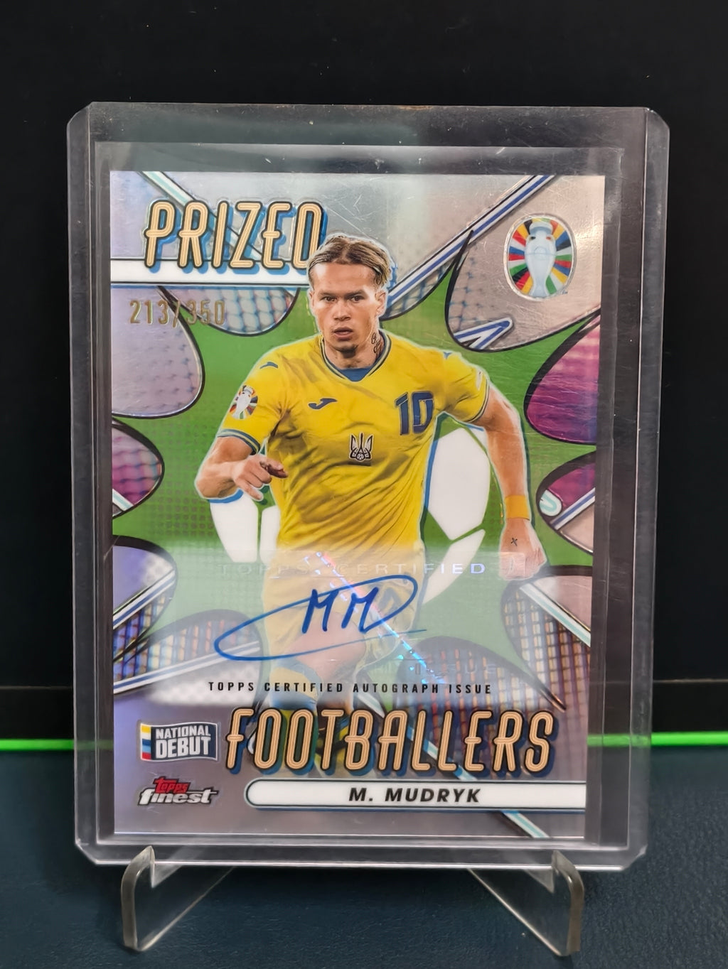 Mykhailo Mudryk - 213/350 Prized Footballers Auto Card - Topps Finest Road to UEFA Euro 2024