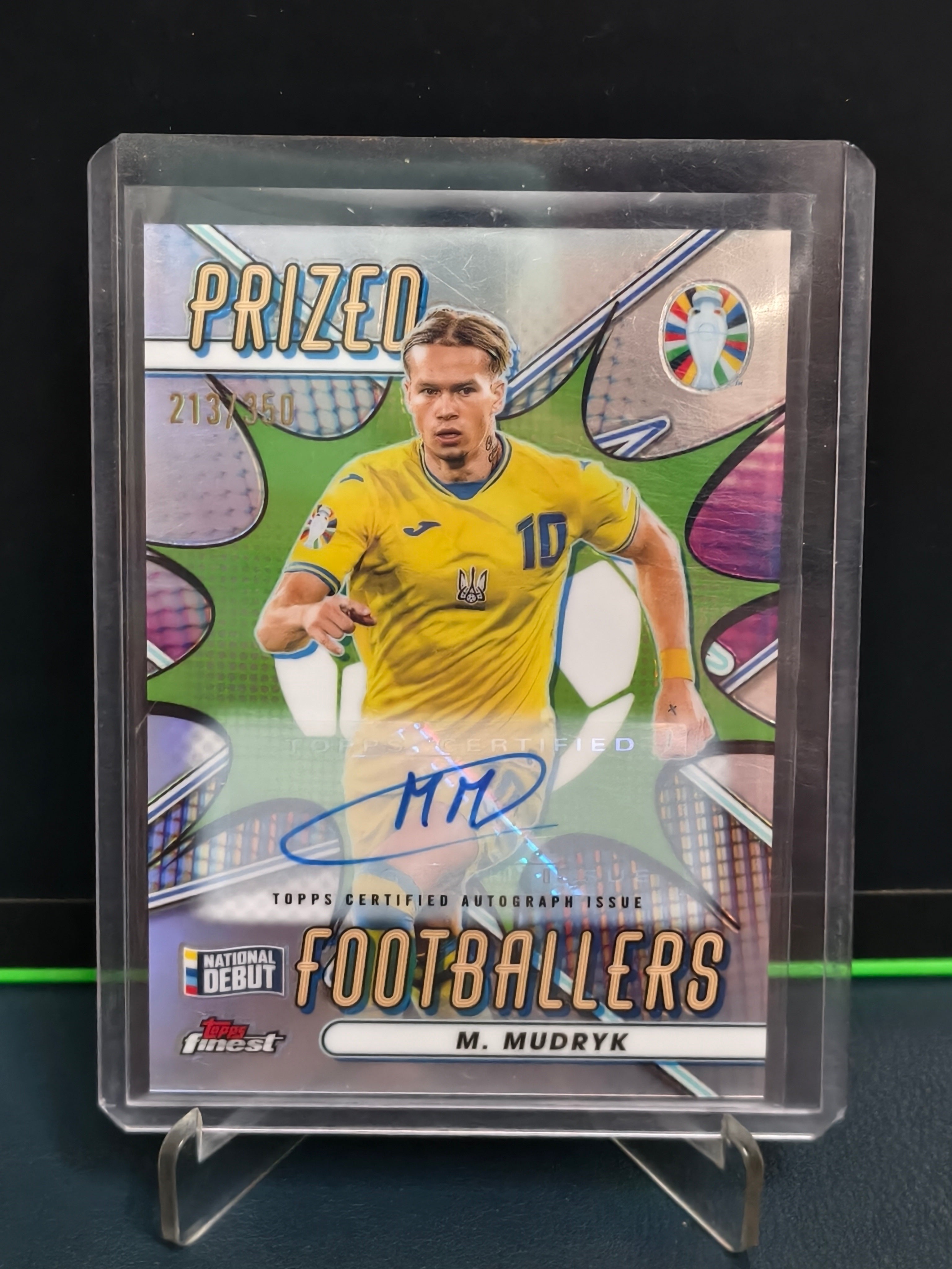 Mykhailo Mudryk - 213/350 Prized Footballers Auto Card - Topps Finest Road to UEFA Euro 2024