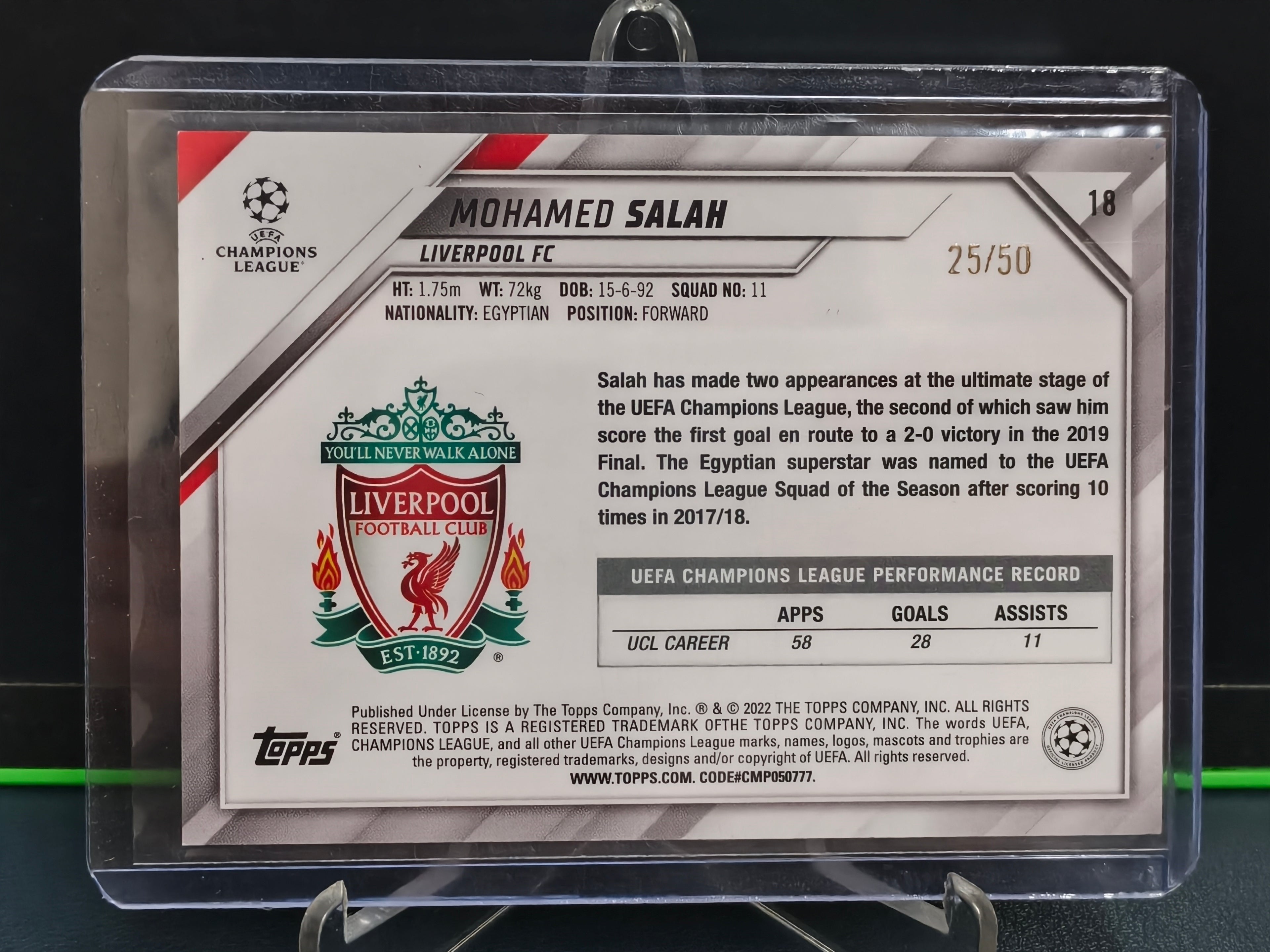 Mohamed Salah - 25/50 Starball Card - Topps UCL 21-22