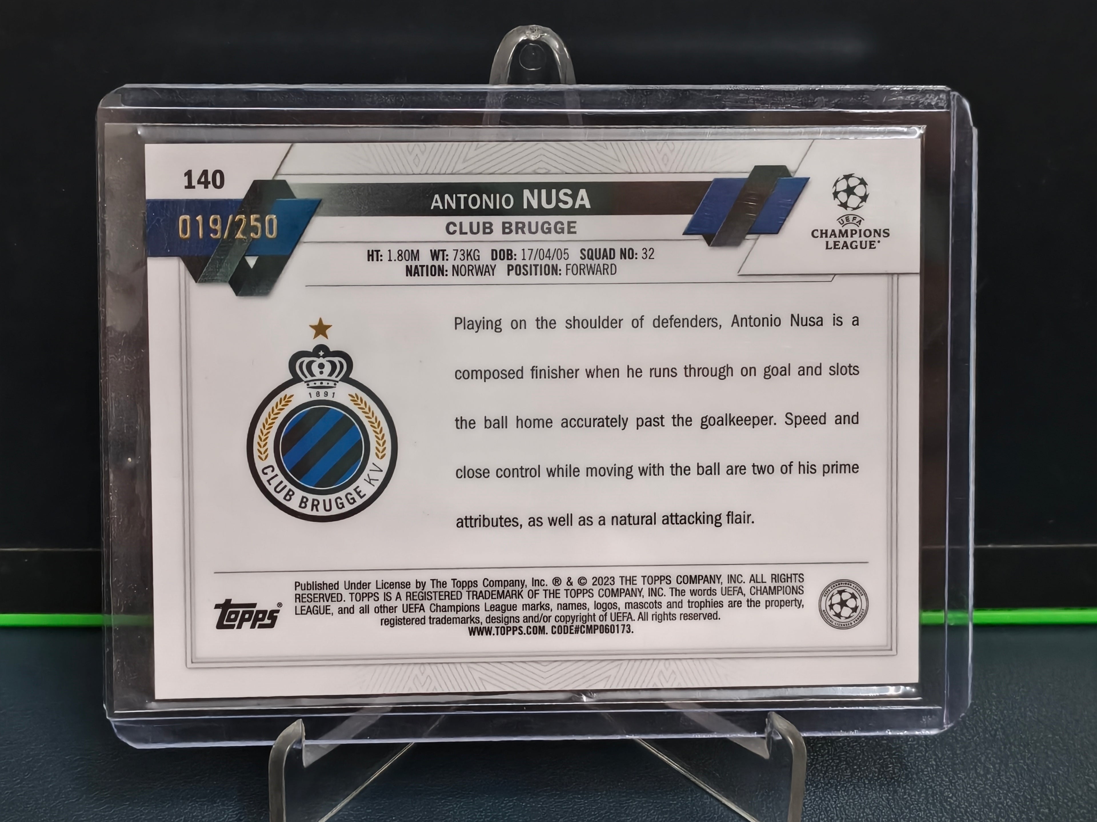 Antonio Nusa - 19/250 Card - Topps Chrome UCC 22-23