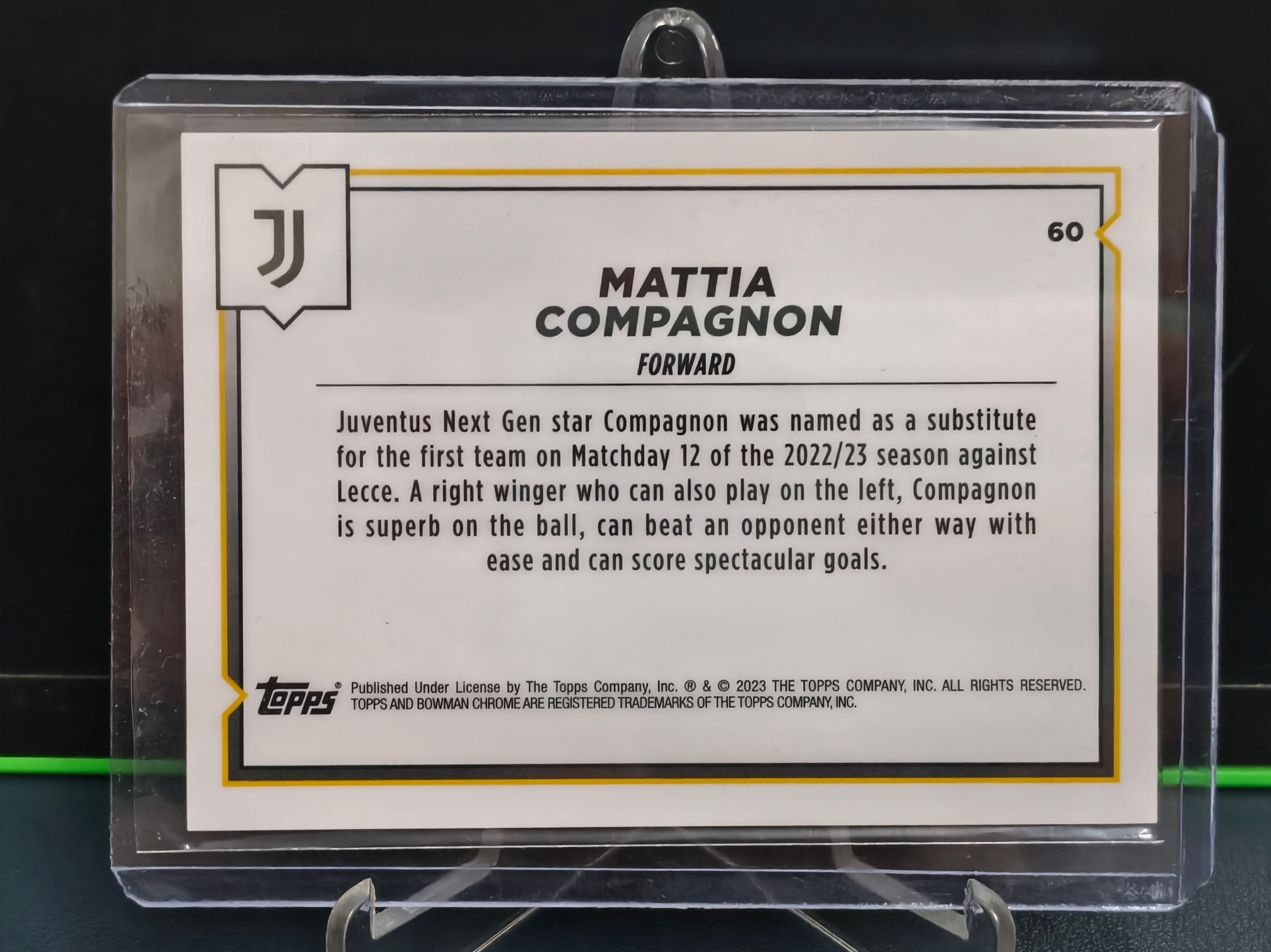 Mattia Compagnon - 89/125 Card - Topps Juventus Chrome 22-23
